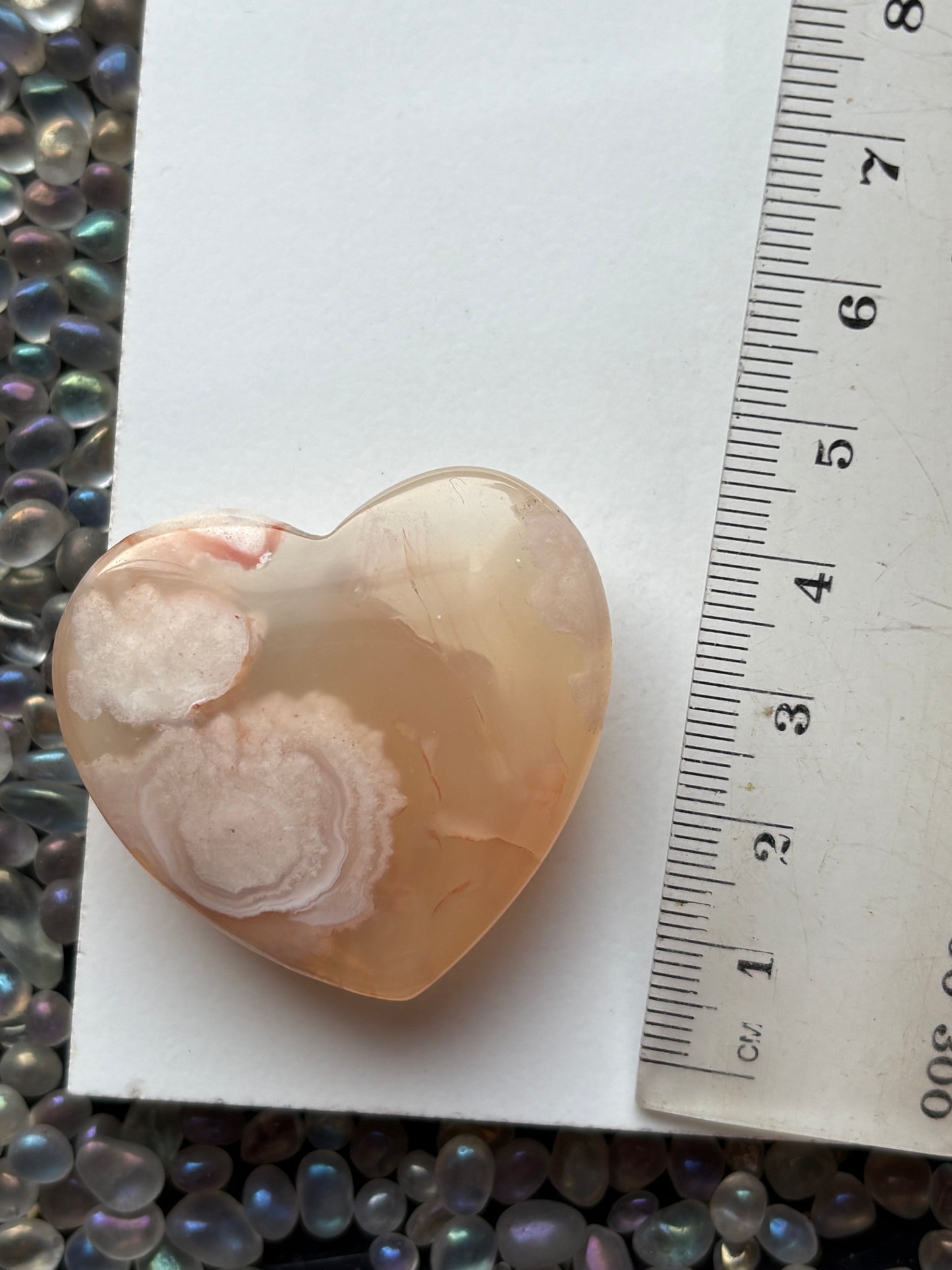 Flower Cherry Blossom Agate Crystal Gemstone Heart Carving (2)