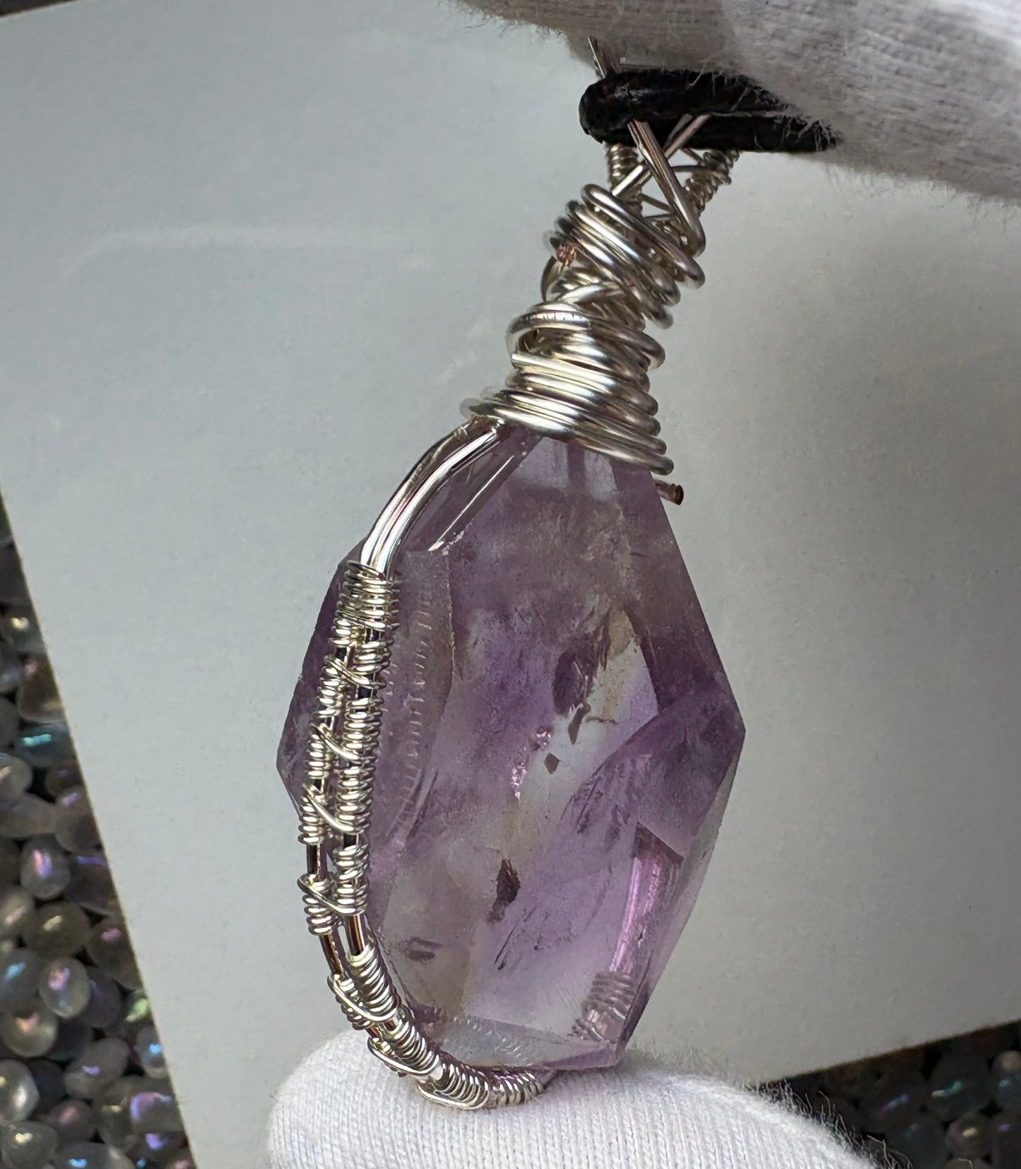 Ametrine Faceted Freeform Crystal Gemstone Silver Necklace (1)