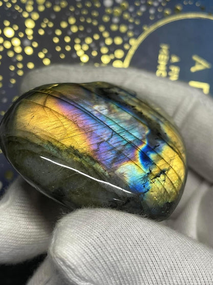 Rainbow Labradorite Crystal Gemstone Heart Carving