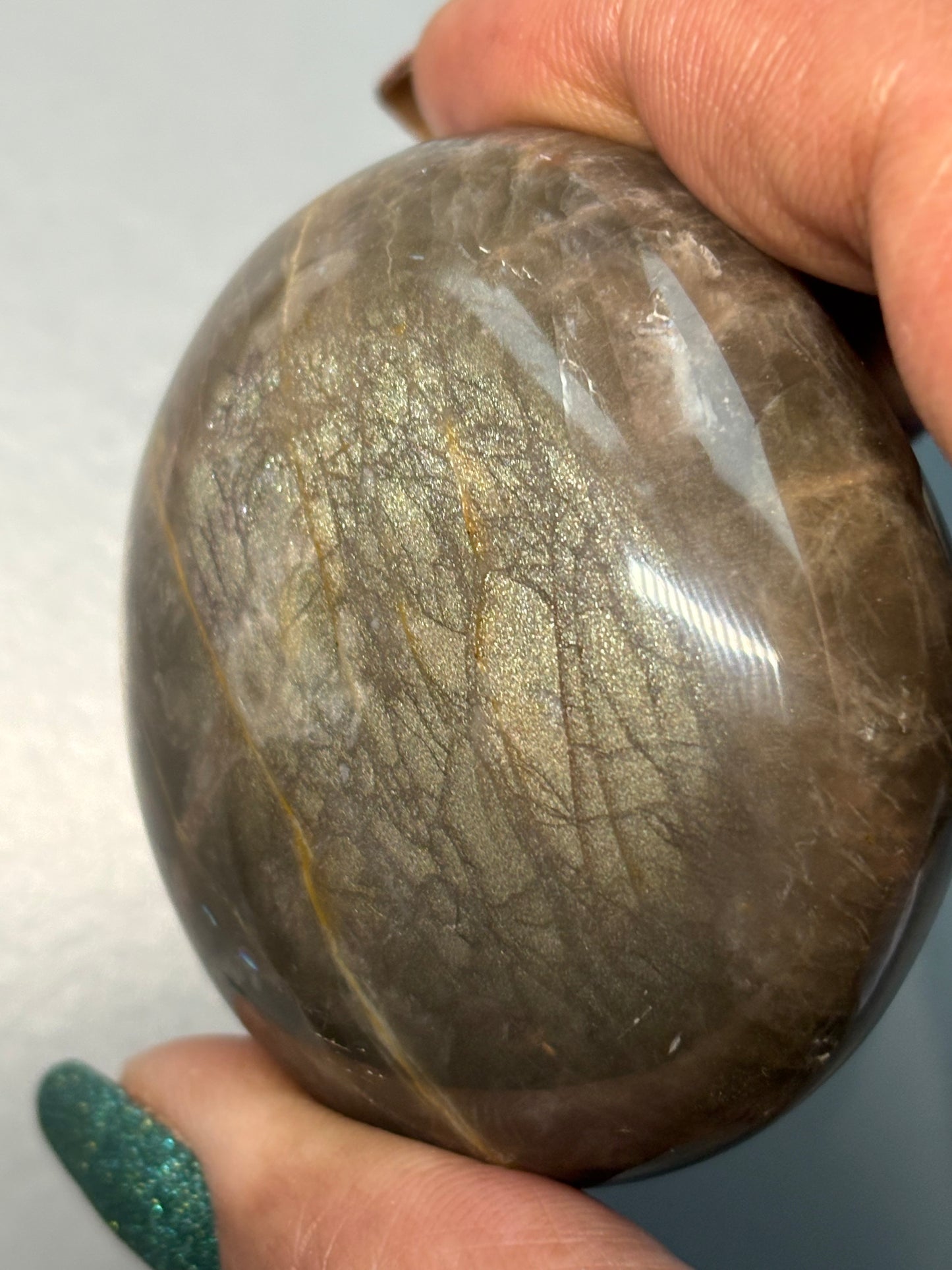 Black Moonstone Gemstone Crystal Palm Stone - Large