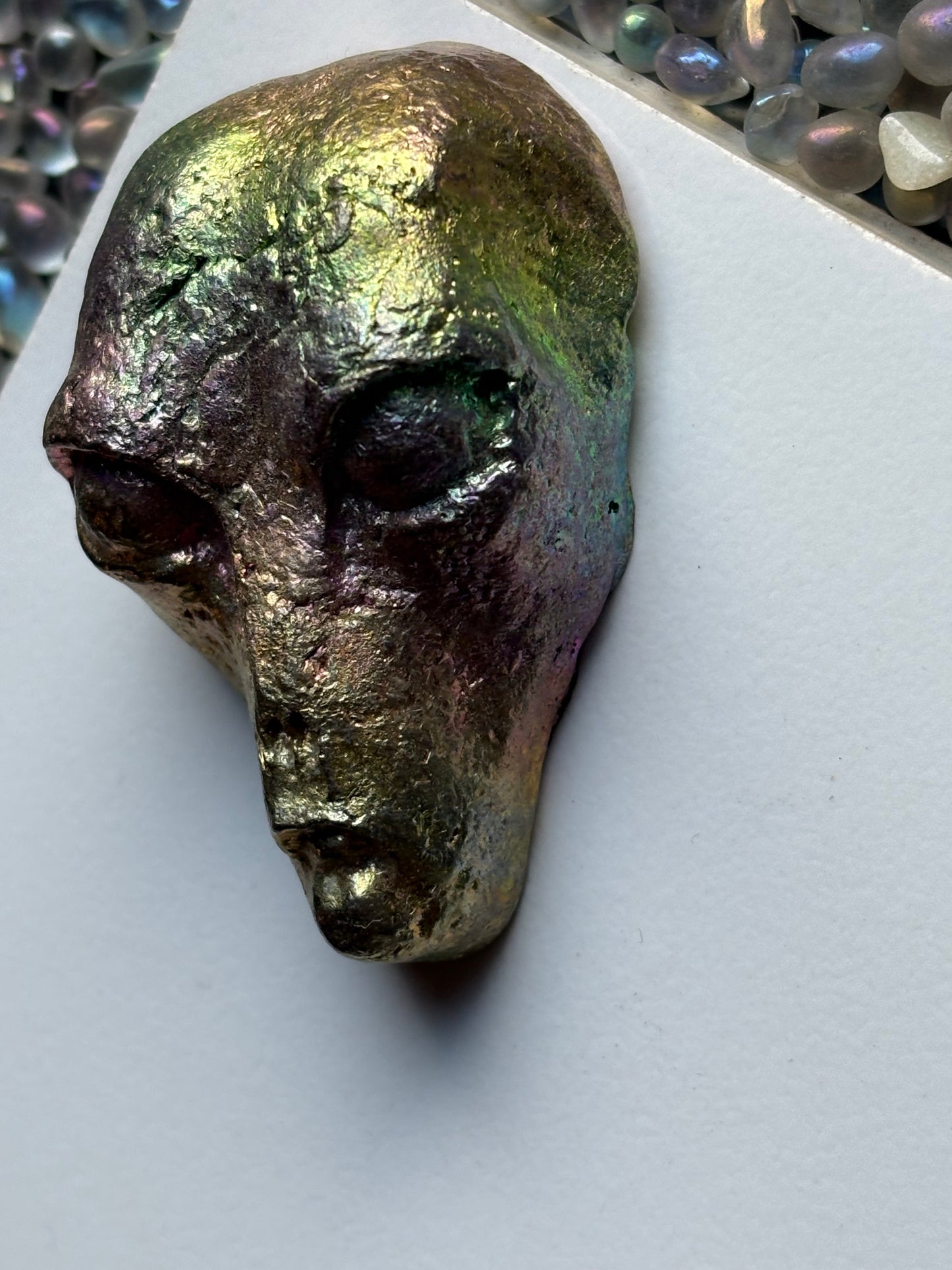 Rainbow Bismuth Crystal Alien Metal Art Sculpture