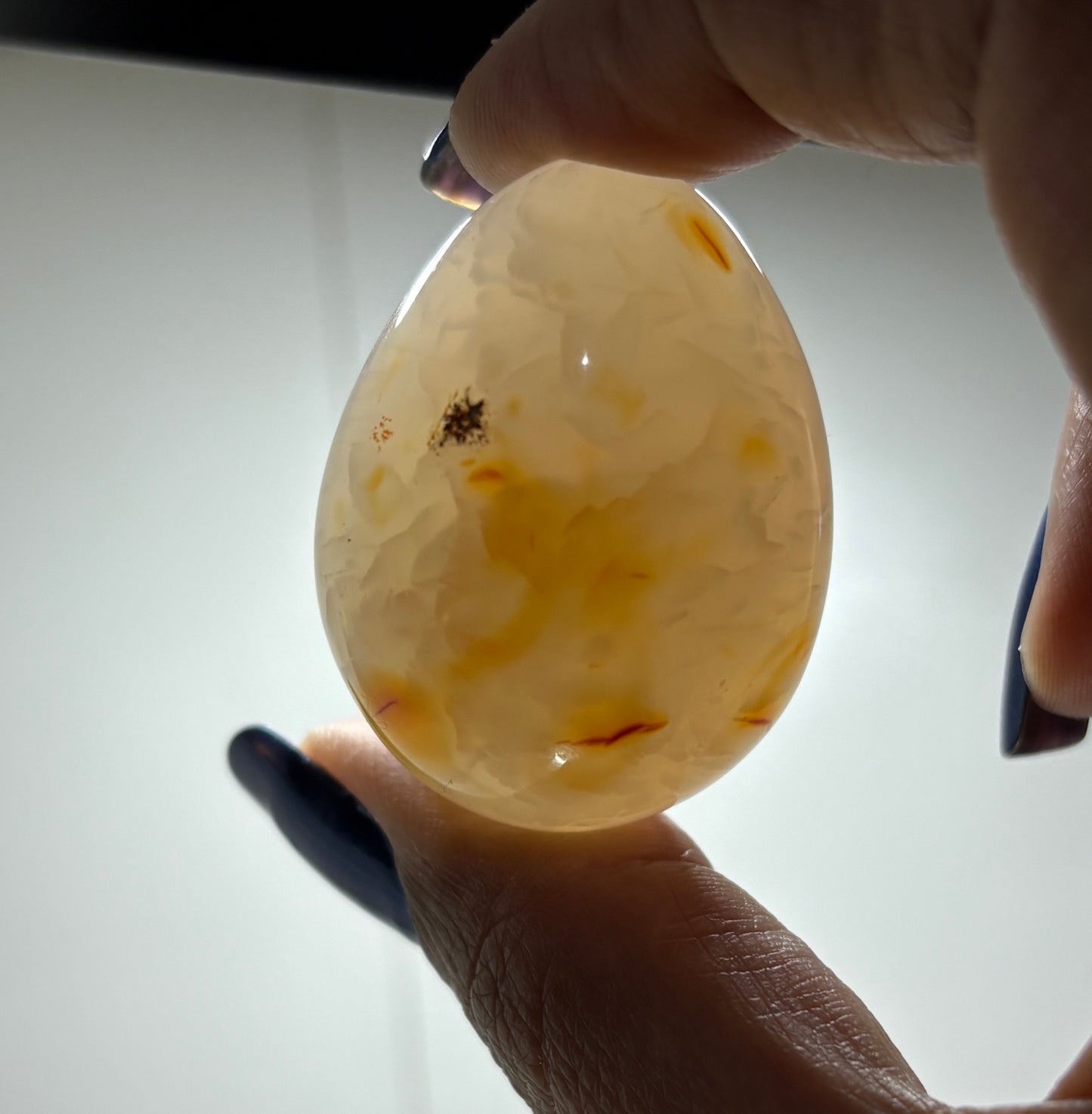 Carnelian Agate Druzy Crystal Gemstone Egg Carving