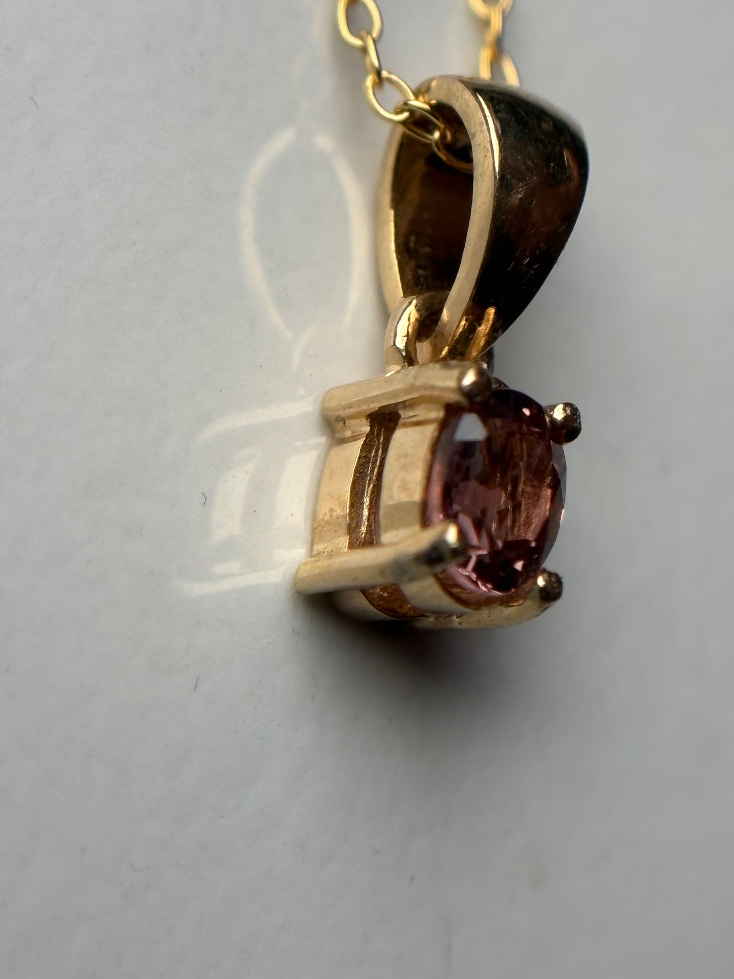 Orange Pink Spinel Oval Gemstone Gold 925 Sterling Silver Necklace