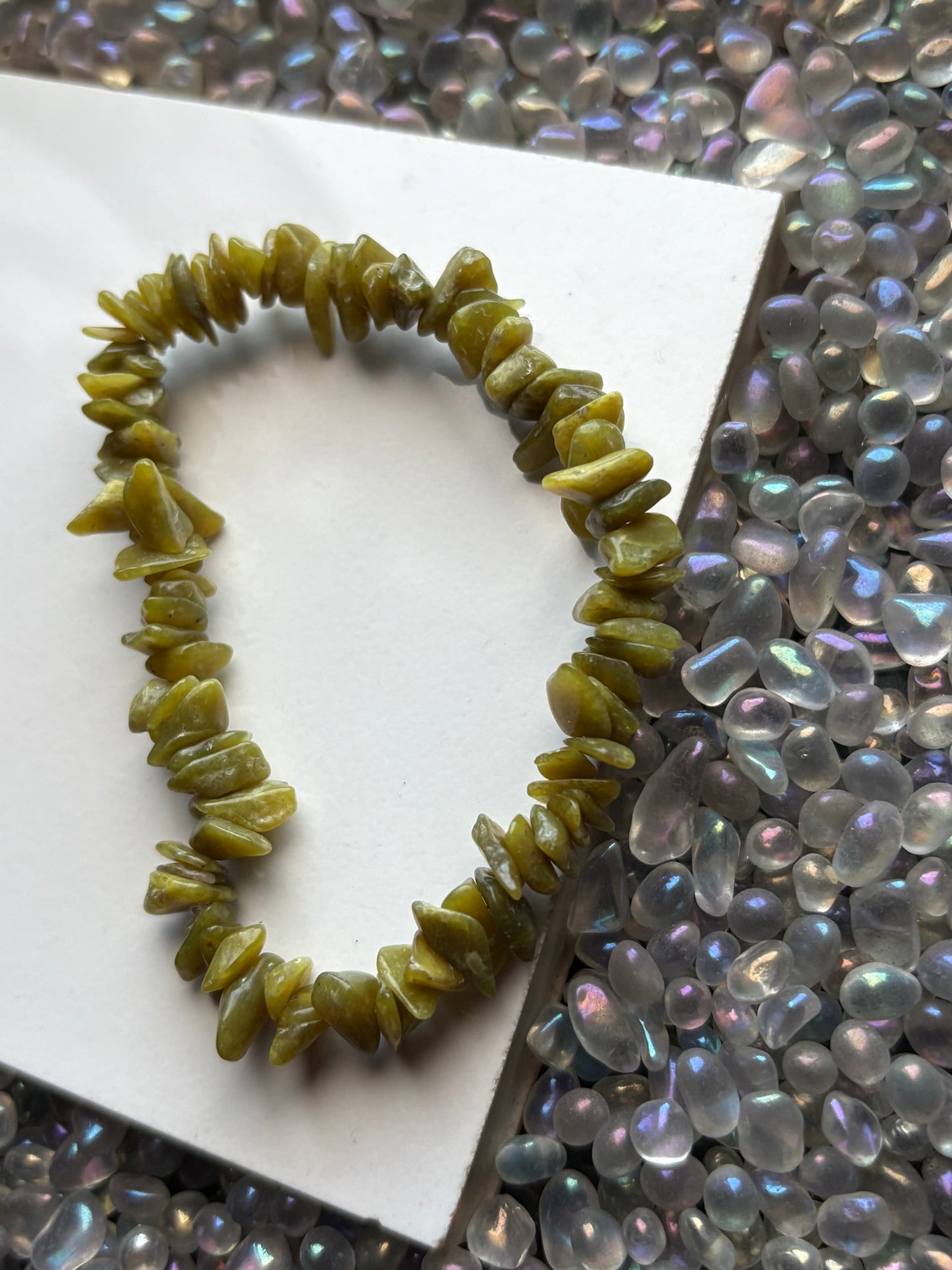 Green Jade Crystal Gemstone Rough Stretch Bracelet