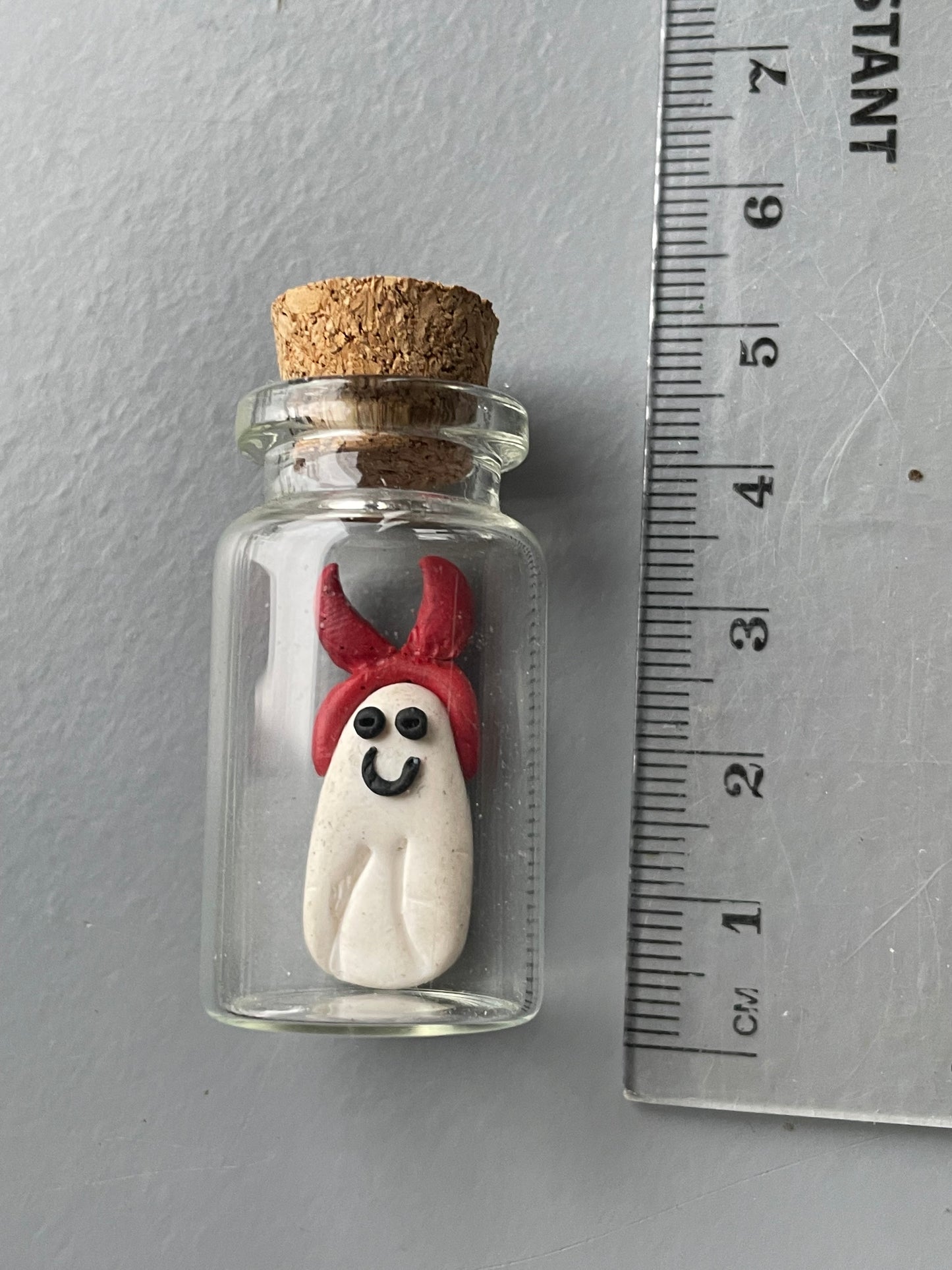 Devilish Witchy Ghost In Clay Glass Vial Art