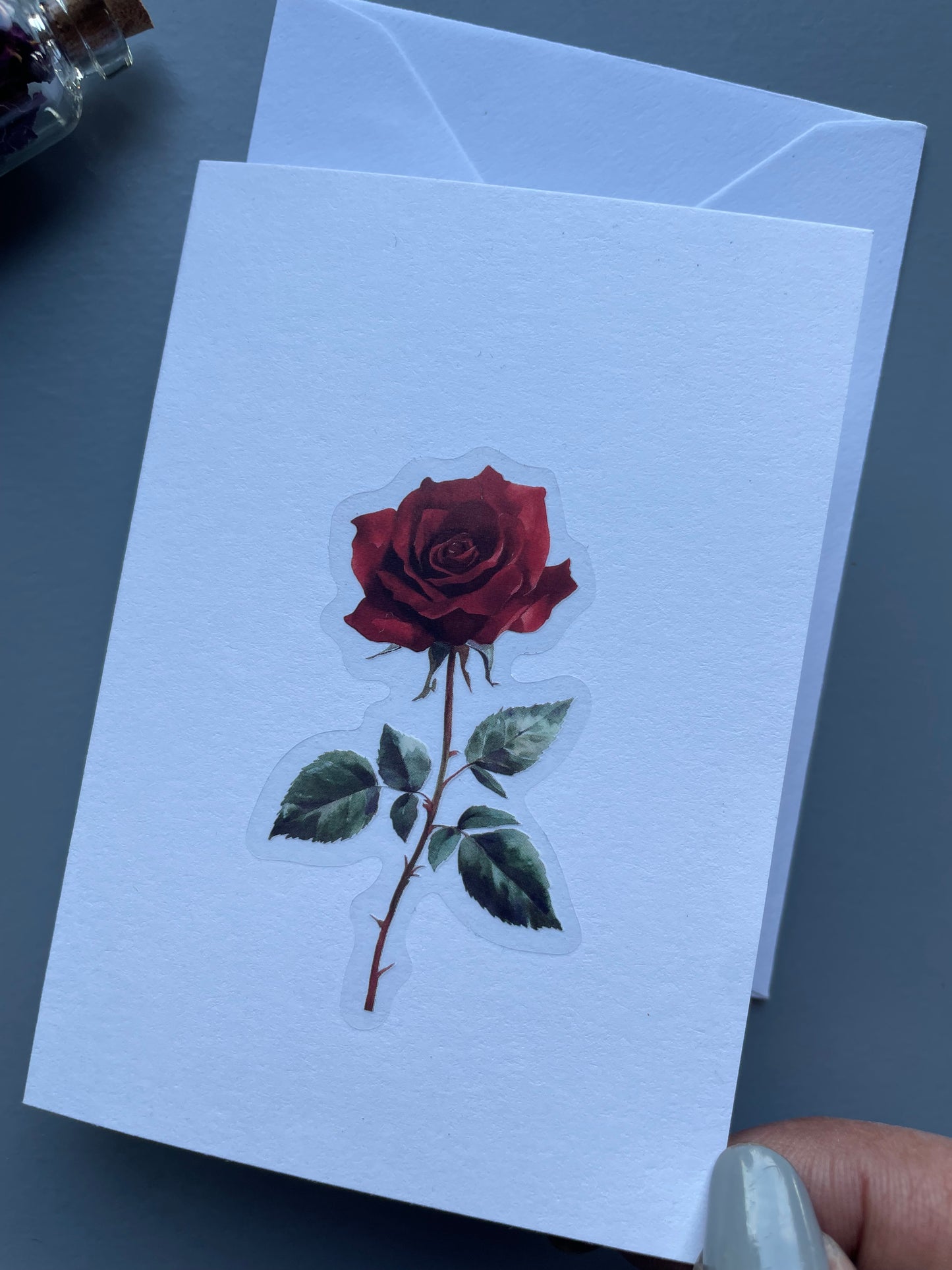 Rose Card & Gemstone Crystal Tumbled Stone Gift Set