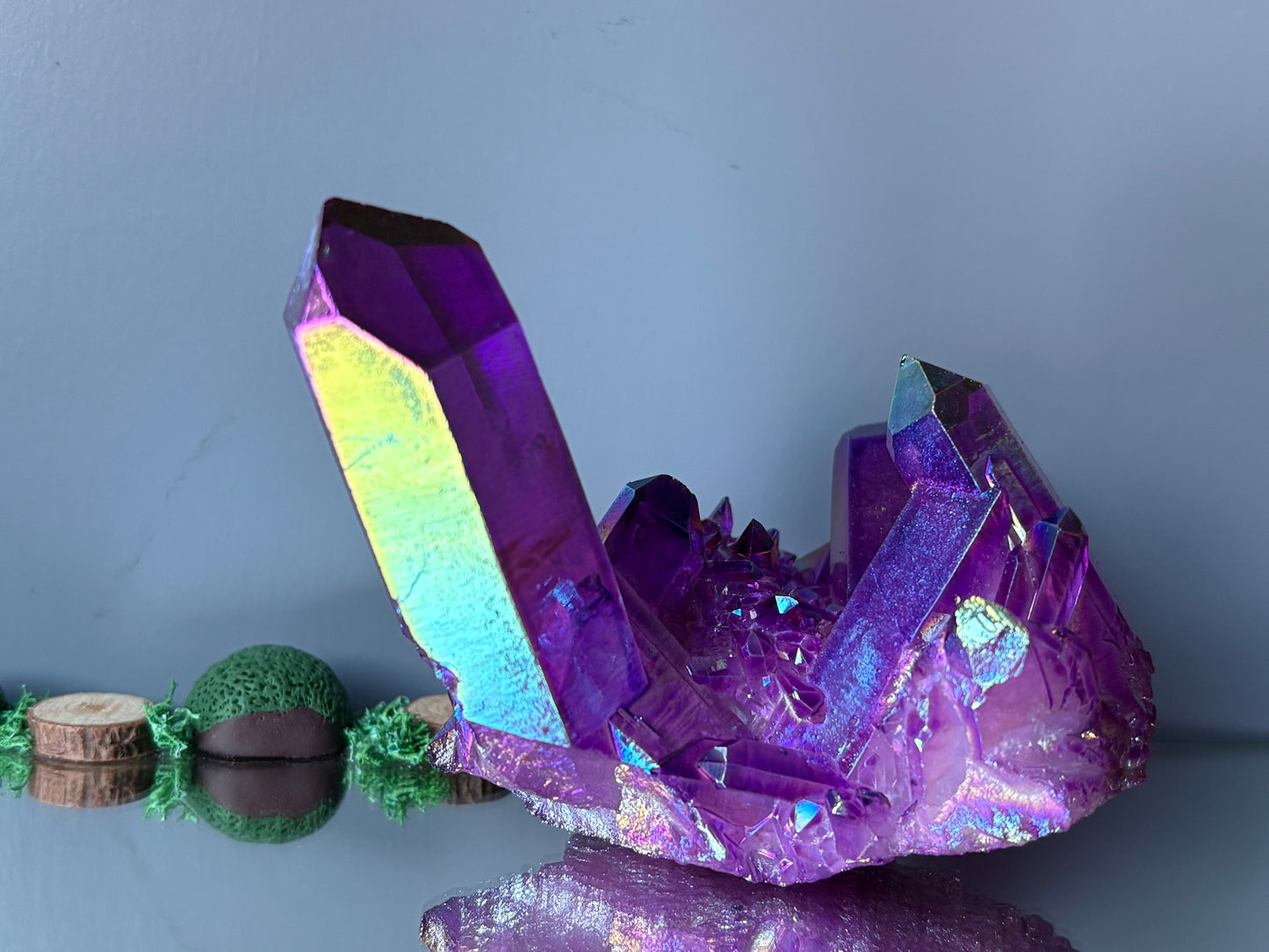 Purple Aura Quartz Crystal Gemstone Cluster - Large