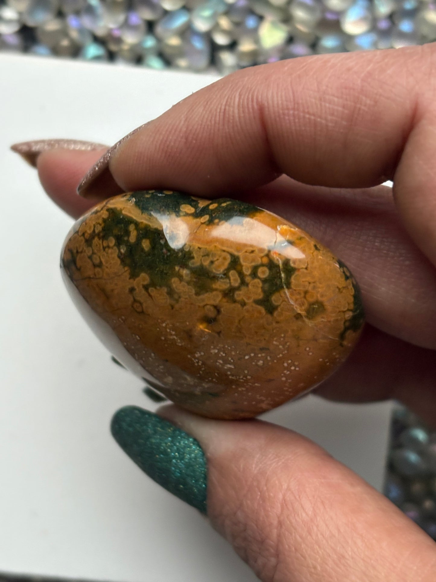 Ocean Jasper Gemstone Crystal Heart Carving Carving Small (9)