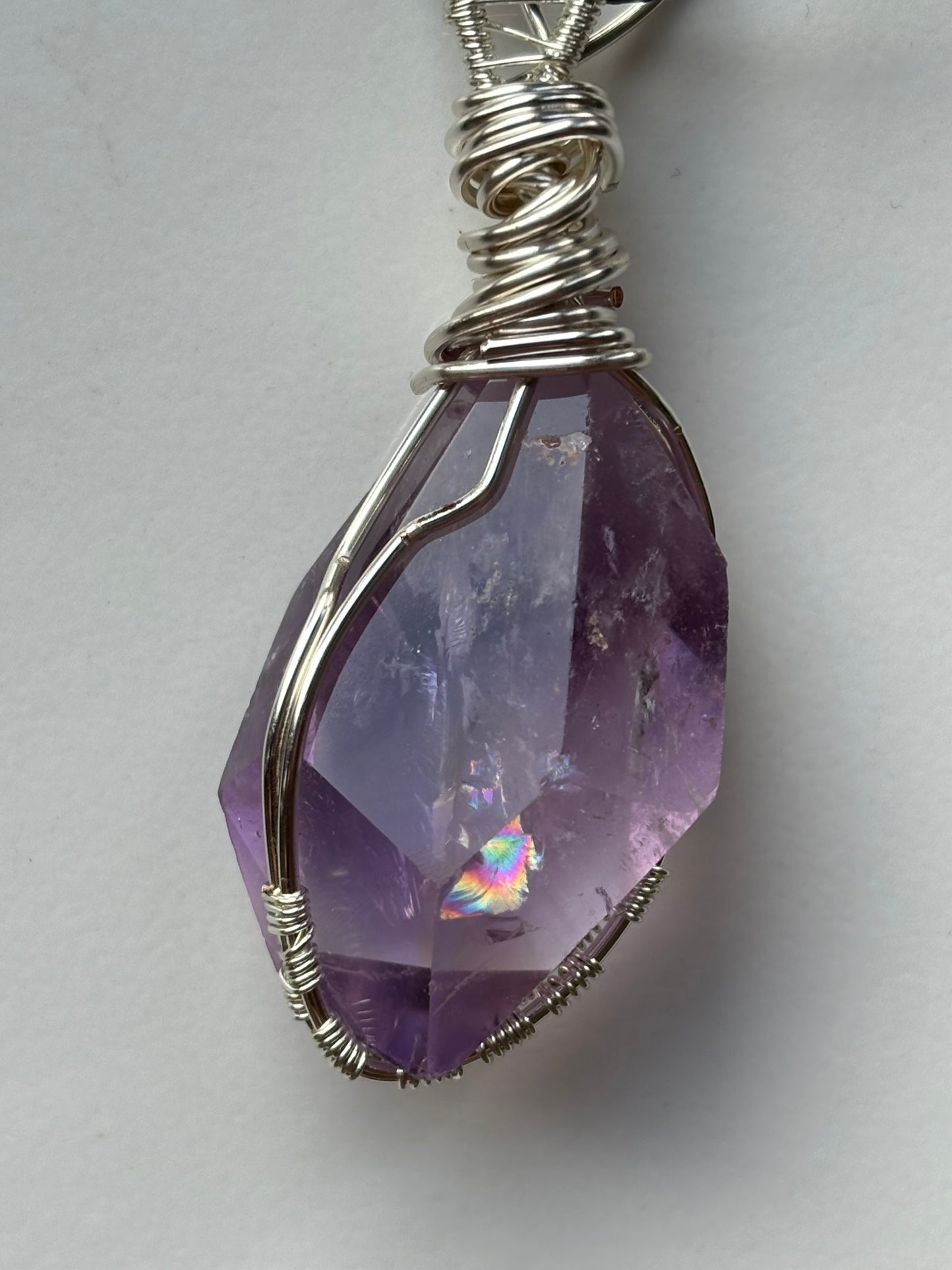 Ametrine Faceted Freeform Crystal Gemstone Silver Necklace (1)