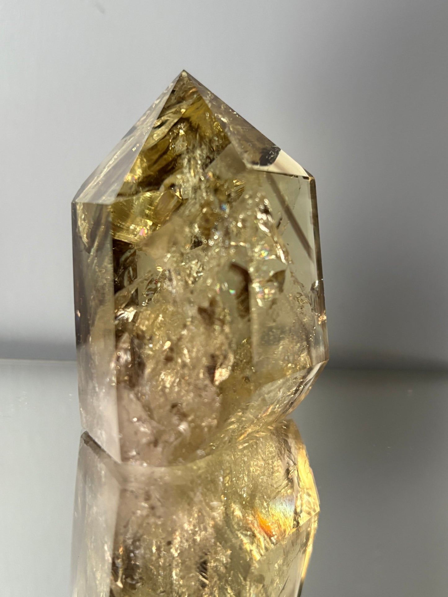 Rainbow Phantom Smoky Citrine Crystal Gemstone Tower Point - P4