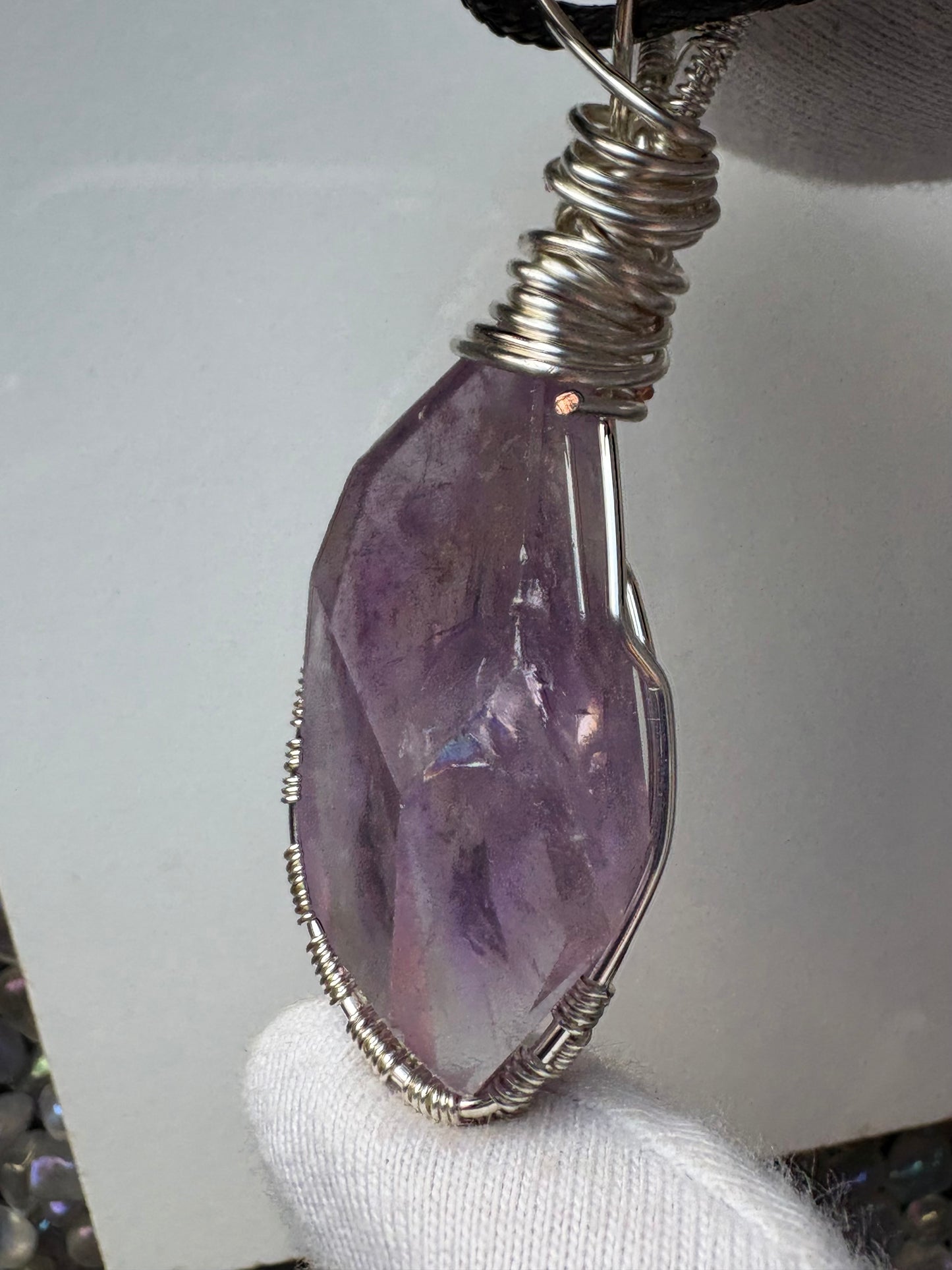 Ametrine Faceted Freeform Crystal Gemstone Silver Necklace (1)