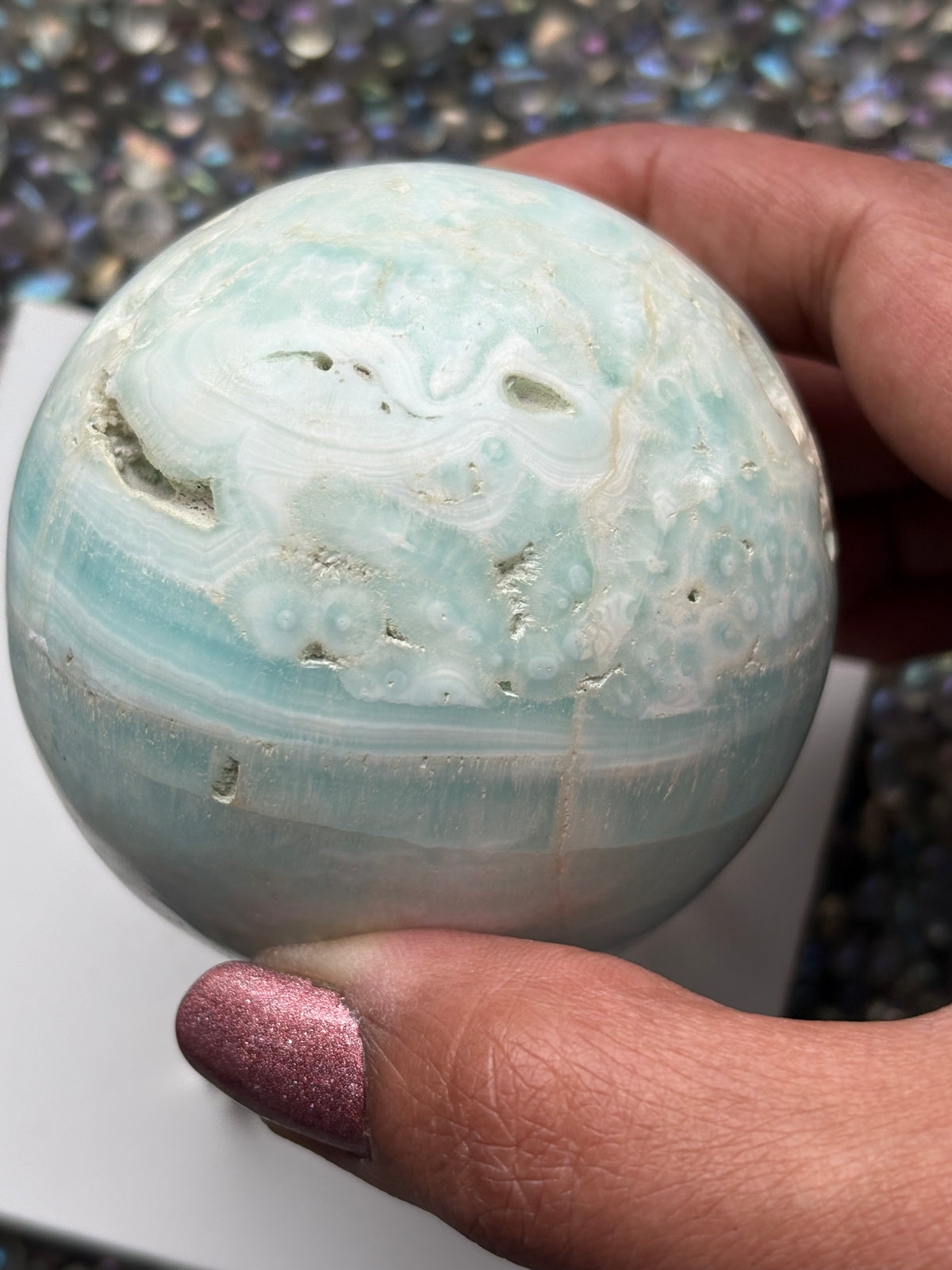 Caribbean Calcite Aragonite Crystal Gemstone Sphere (3)