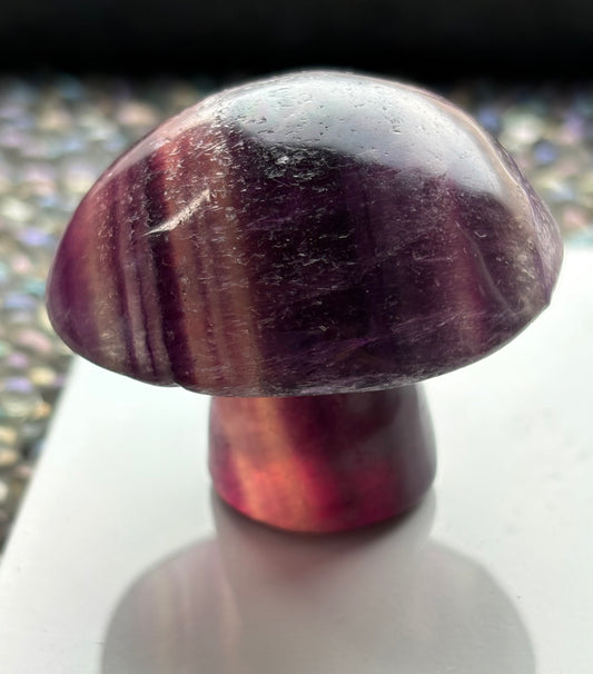 Purple Yellow Fluorite Crystal Gemstone Mushroom Carving (2) - Medium