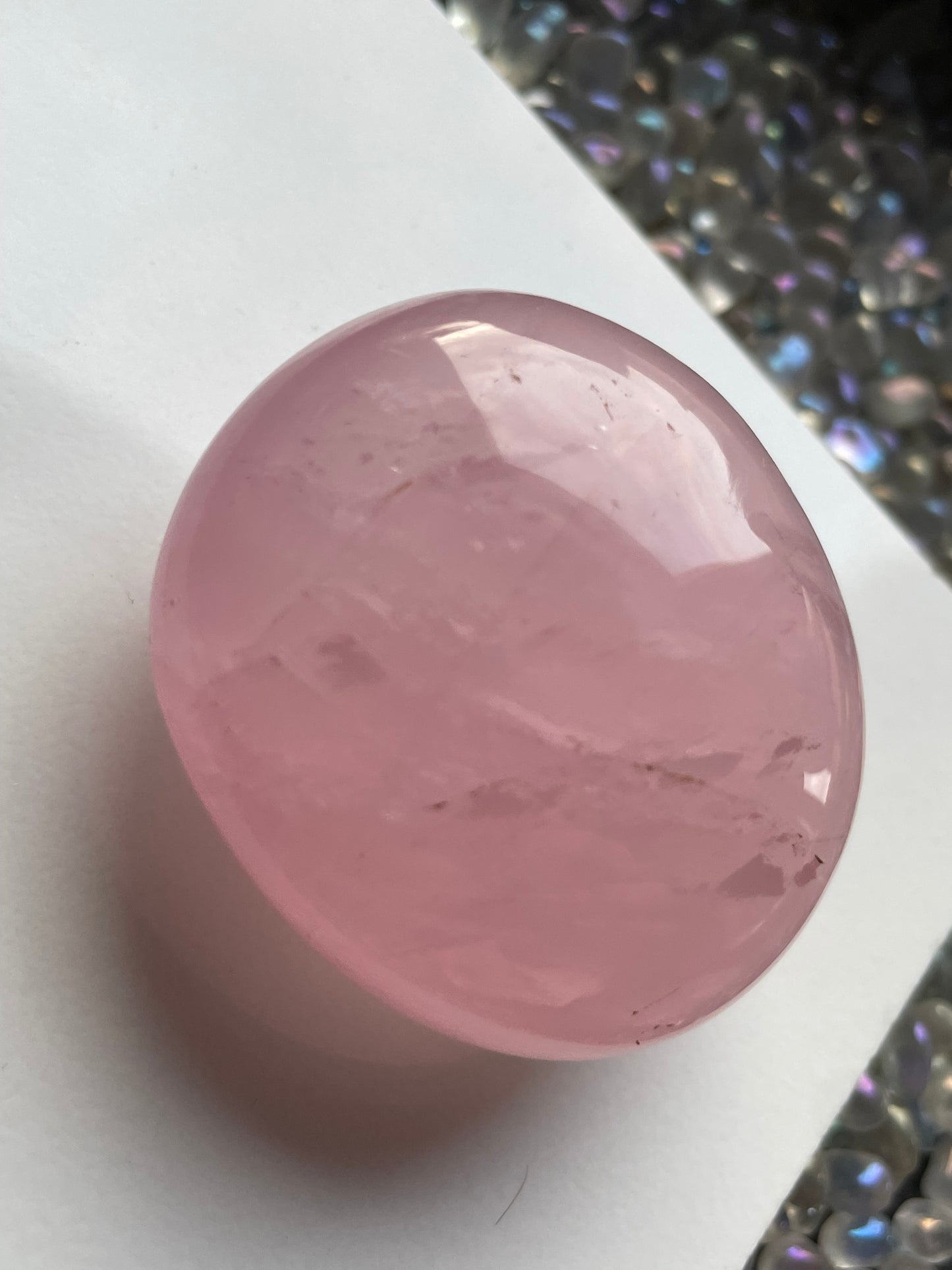 Star Rose Quartz Crystal Gemstone - Palm Stone - (1)