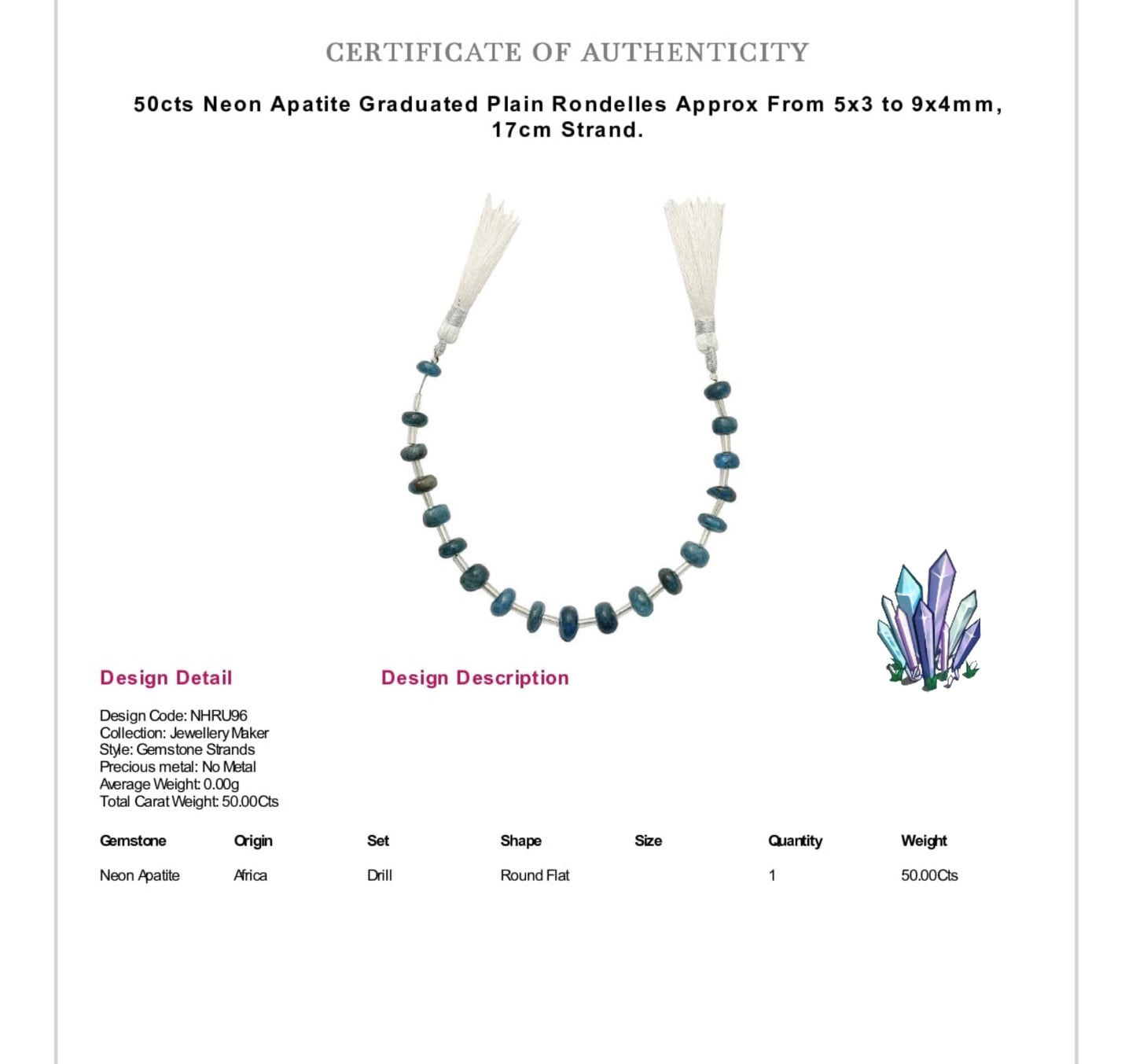 Neon Apatite Crystal Gemstone Gold Necklace - Grapes (Certified)