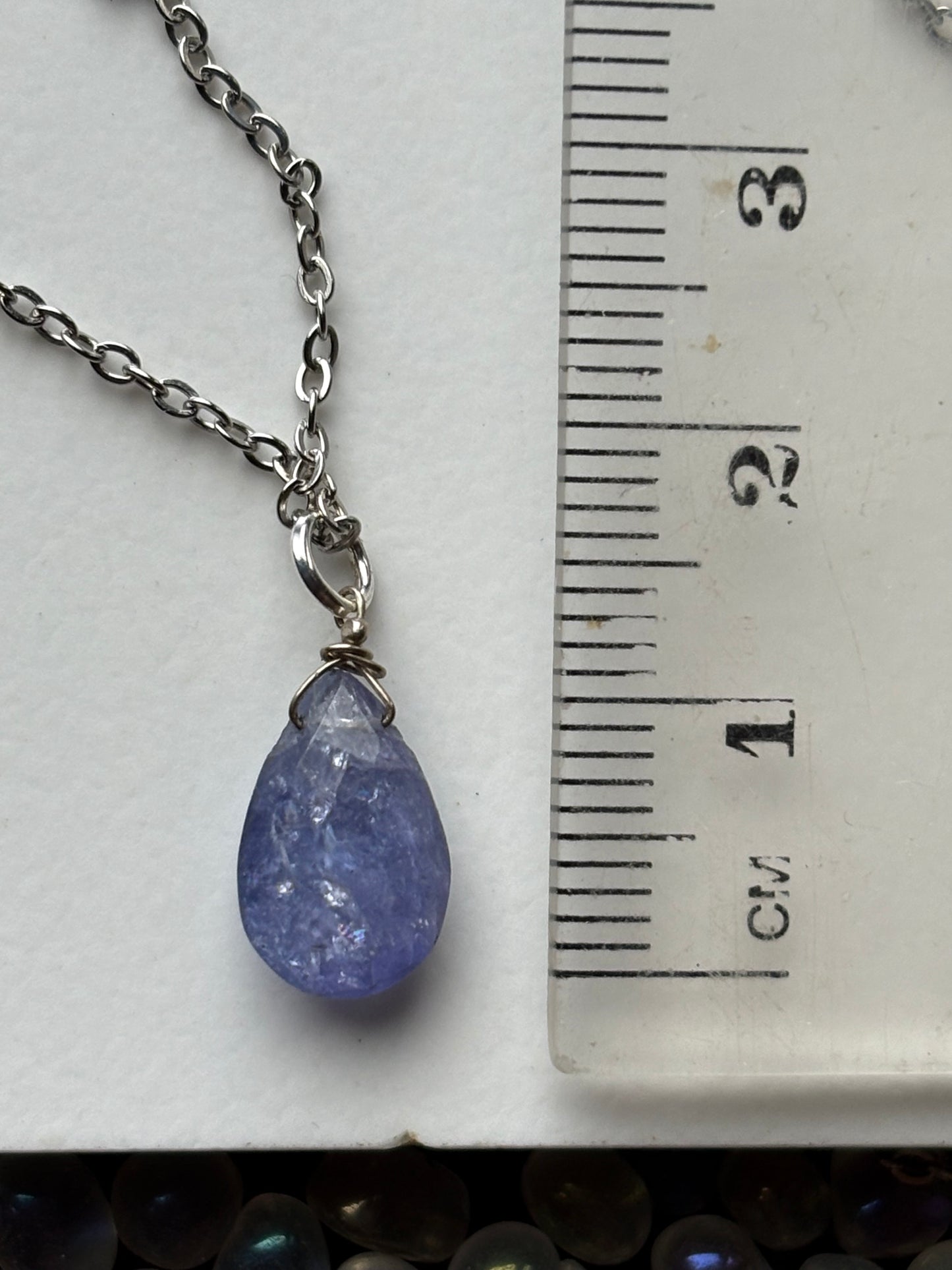 Tanzanite Faceted Drop Crystal Gemstone Necklace