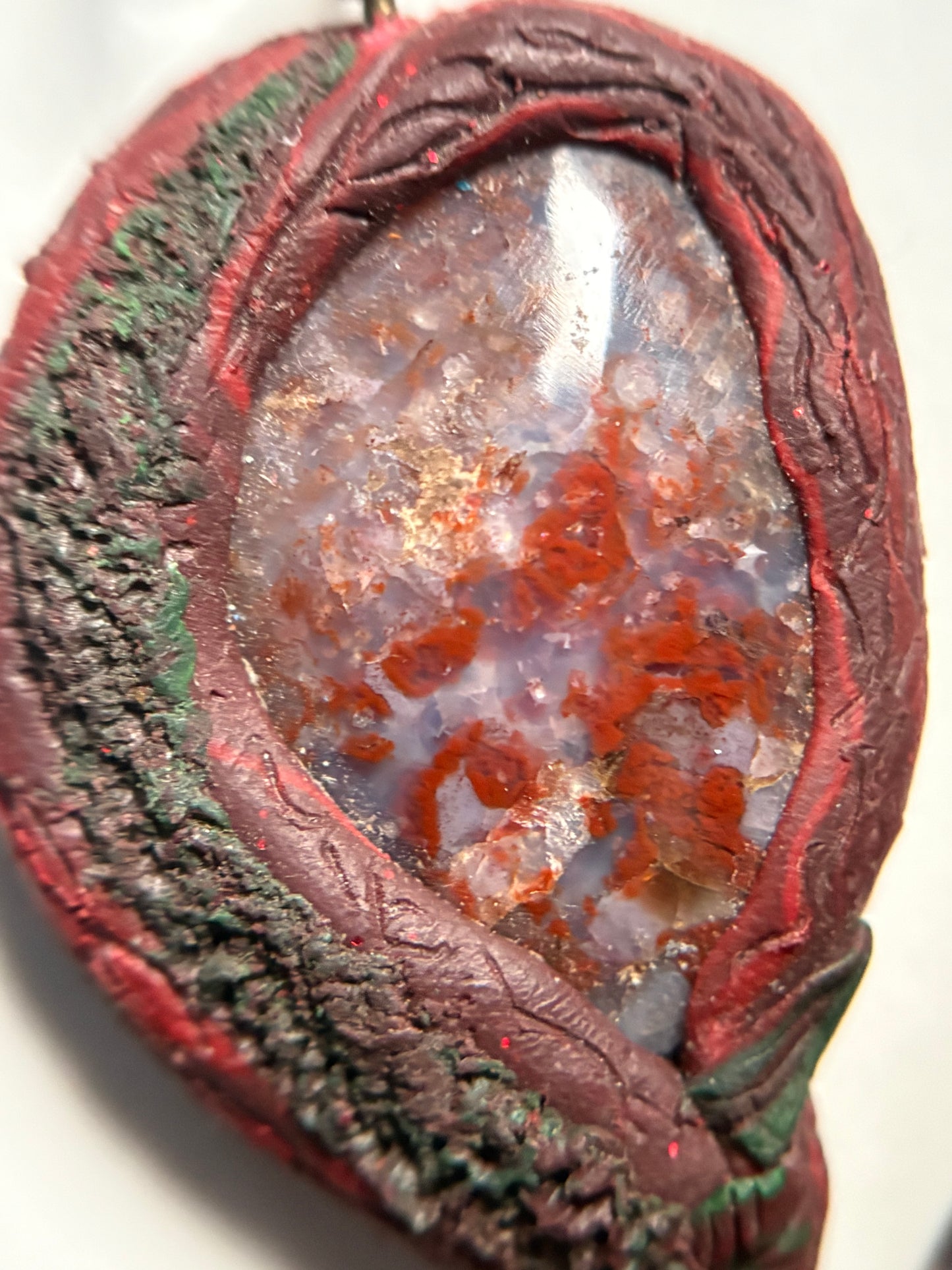 Red Flower Agate Crystal Gemstone Enchanted Forest Necklace