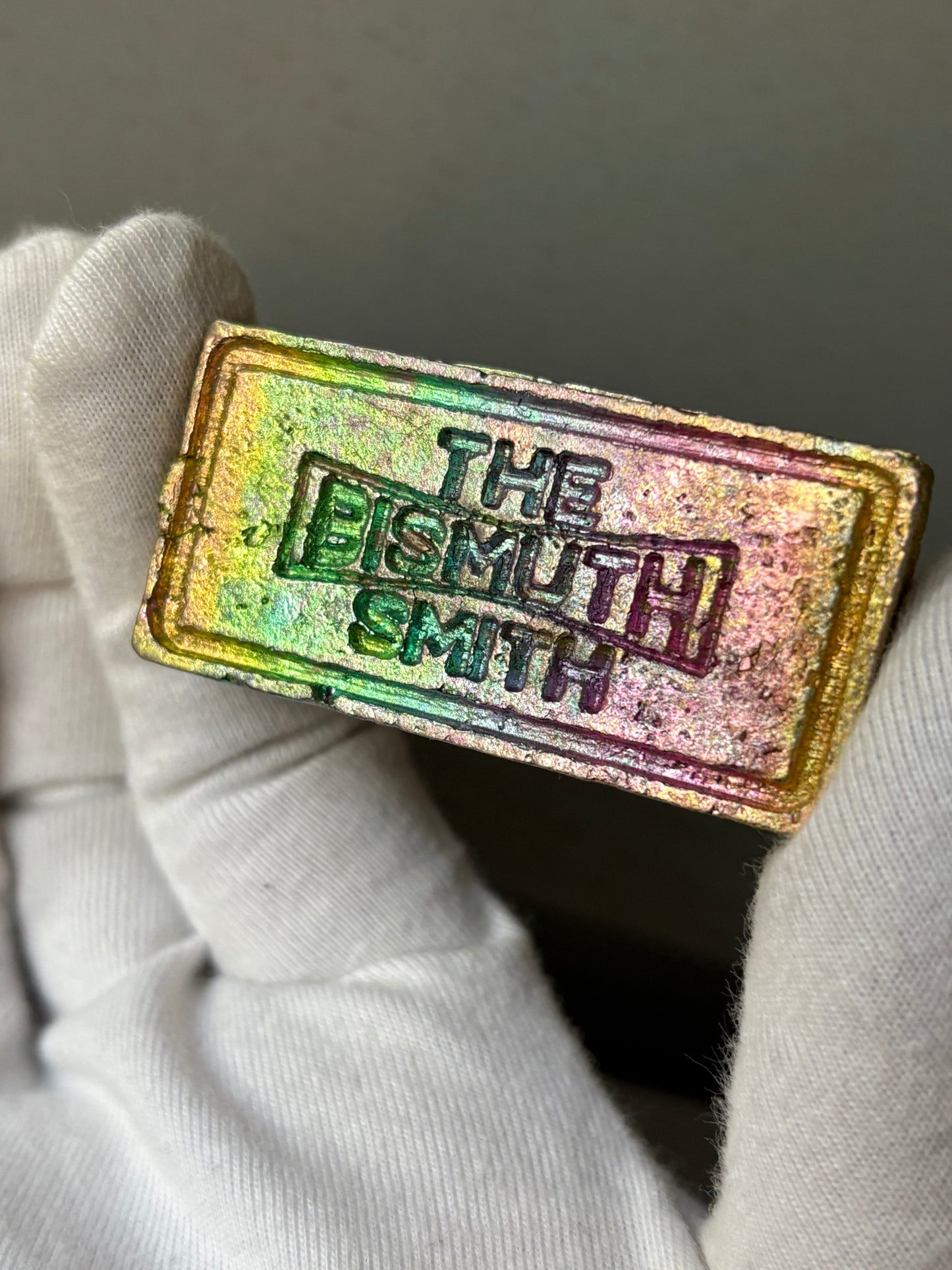 Rainbow Bismuth Crystal Sculpture - Bullion Ingot Bar (1)