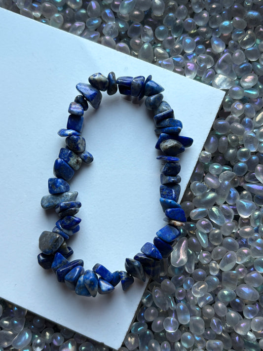 Lapis Lazuli Rough Gemstone Crystal Stretch Bracelet