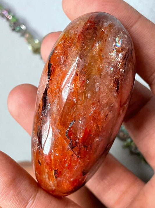 Fire Golden Healer Quartz - Crystal Gemstone Jellybean Egg