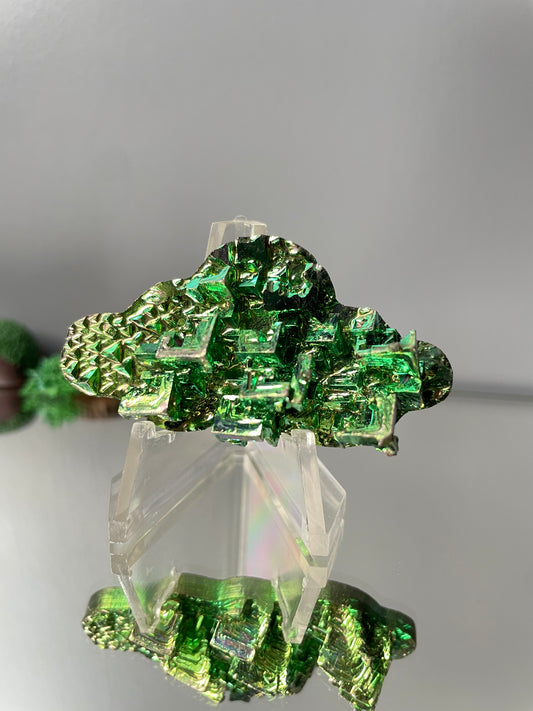 Green Bismuth Crystal Cloud Cut Out Metal Art