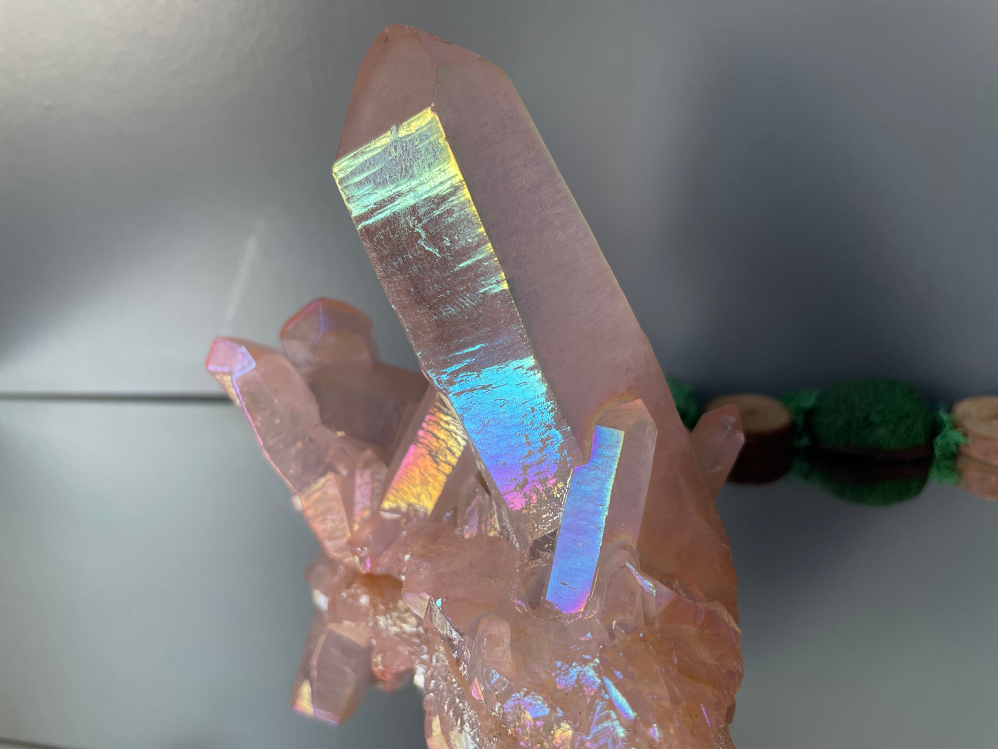 Rose Pink Aura Quartz Crystal Gemstone Cluster - Large