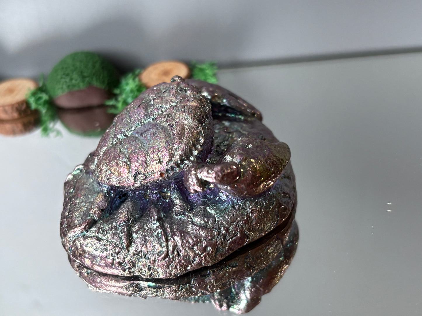 Purple Bismuth Crystal Crab Carving Metal Art