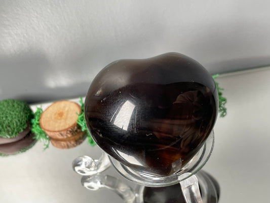 Black Agate Crystal Gemstone Heart Carving