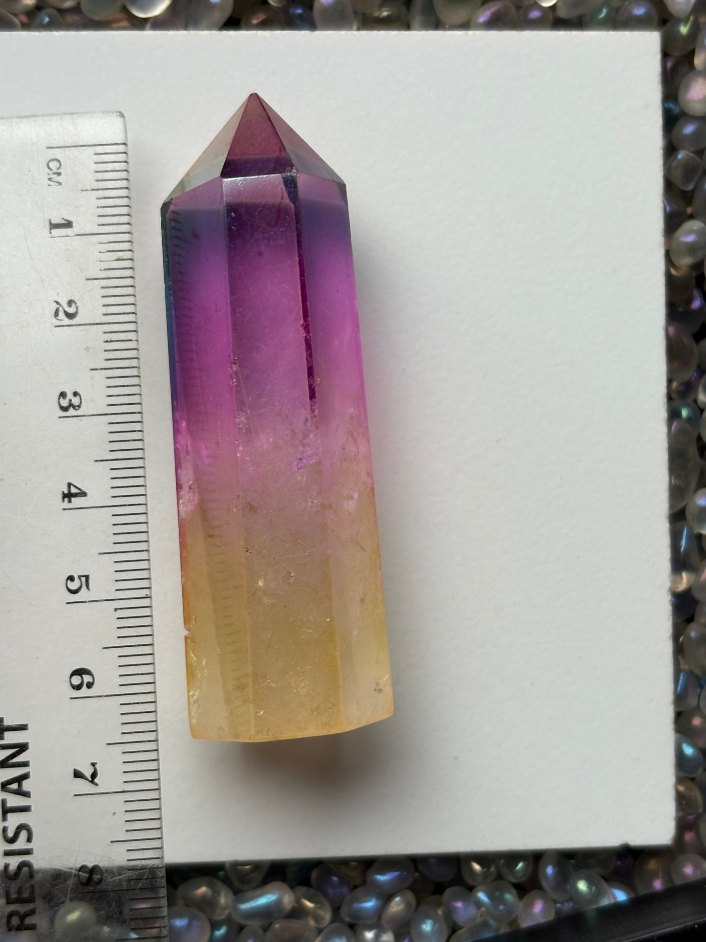 Aura Quartz Gemstone Crystal Tower & Watercolour Painting Framed Gift Set (2)