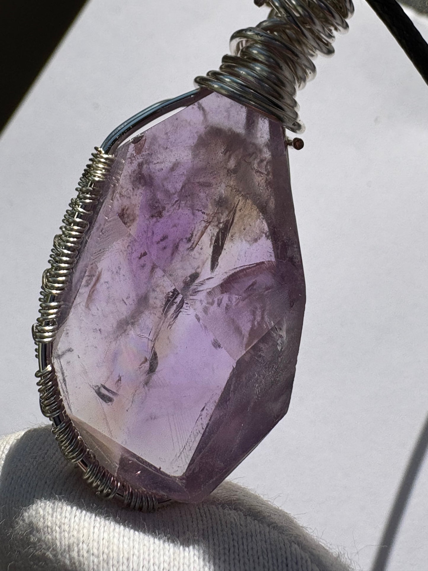 Ametrine Faceted Freeform Crystal Gemstone Silver Necklace (1)