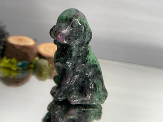 Ruby Zoisite Micro Pocket Pet Dog Crystal Gemstone Carving