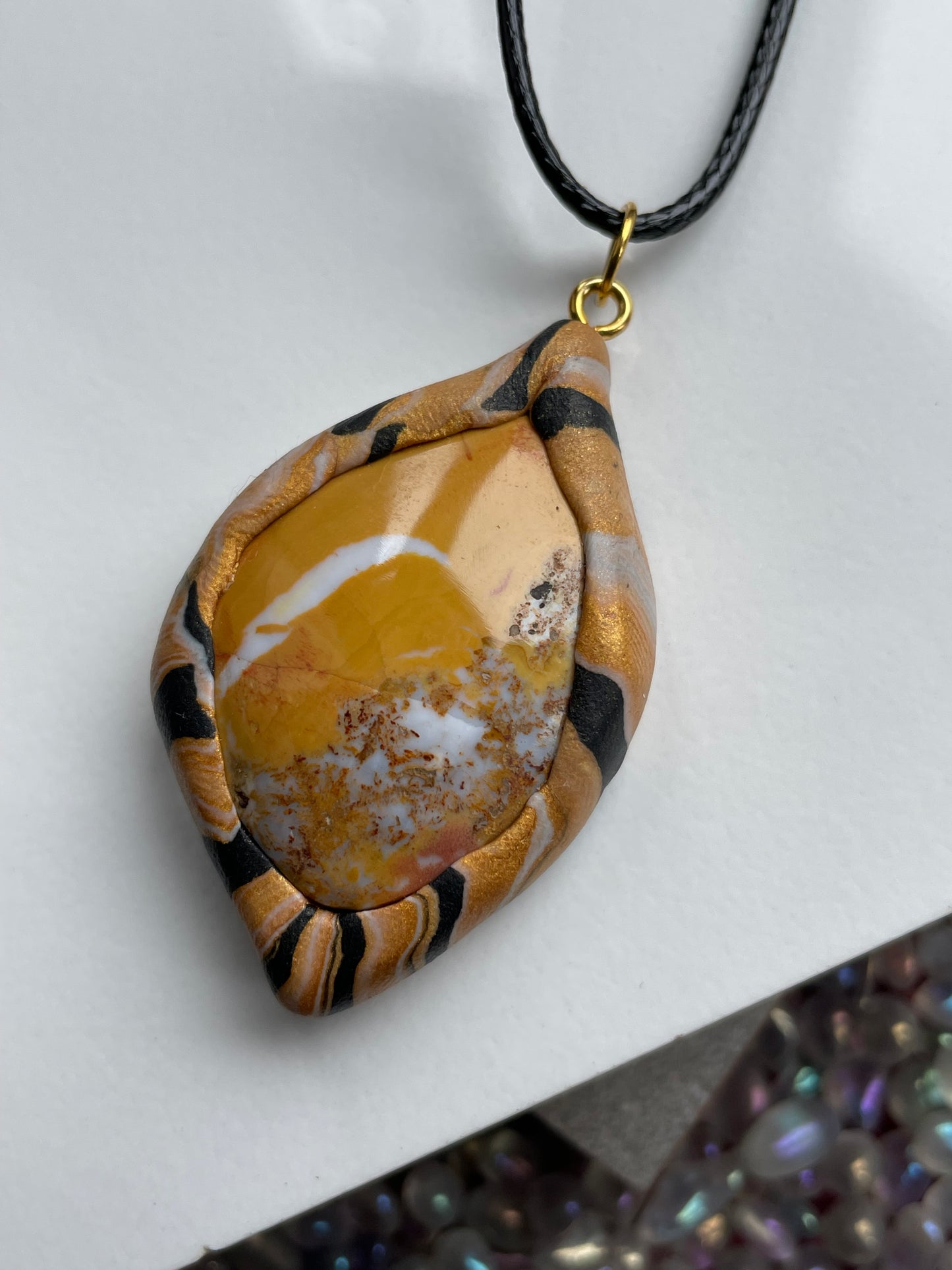 Yellow Ocean Jasper Gemstone Crystal Necklace