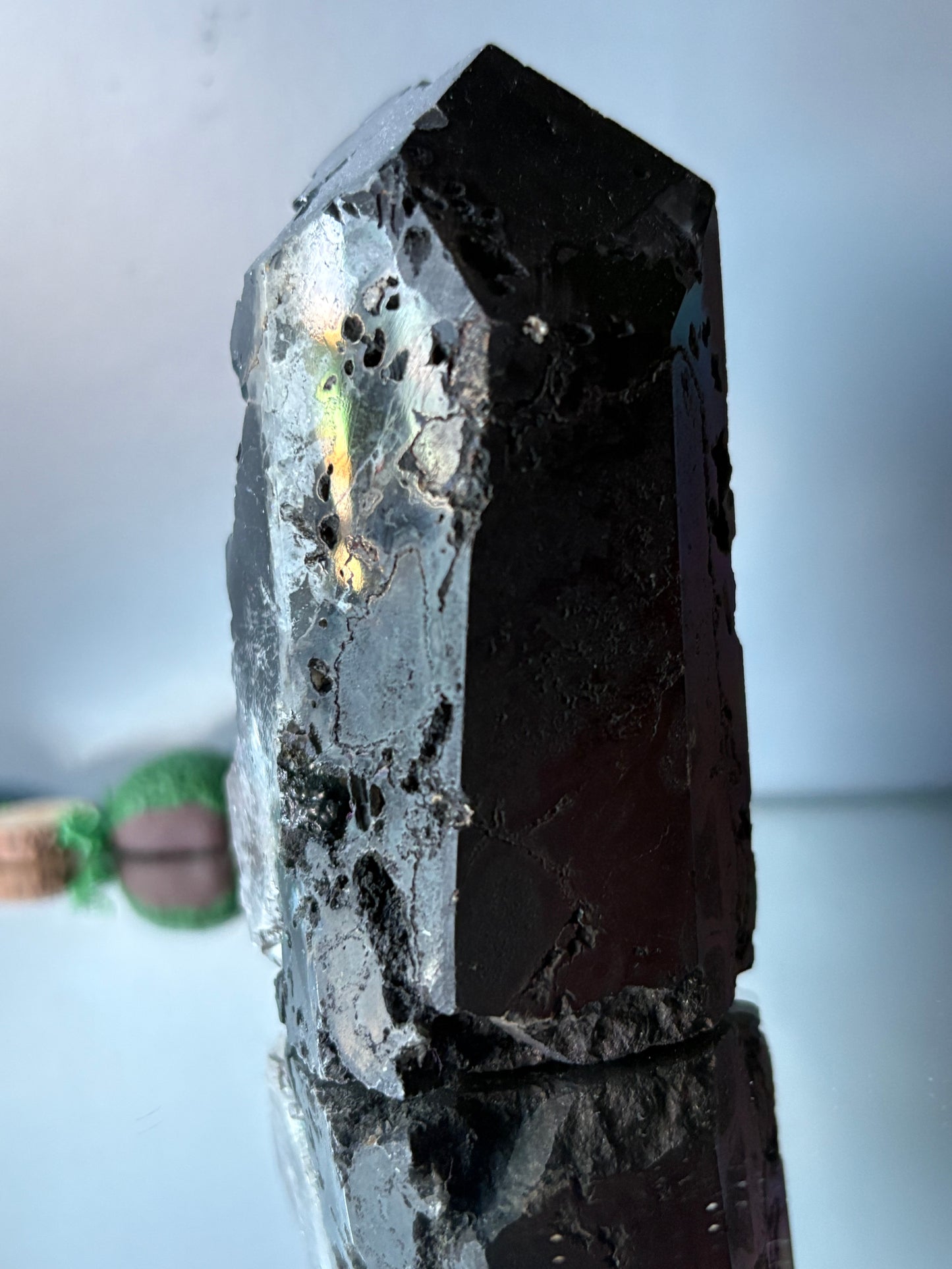 Black Aura Coated Amethyst Gemstone Crystal Cluster Tower Chunk (A)