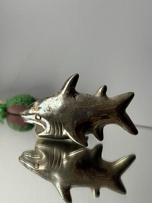 Pyrite Crystal Gemstone Shark Carving