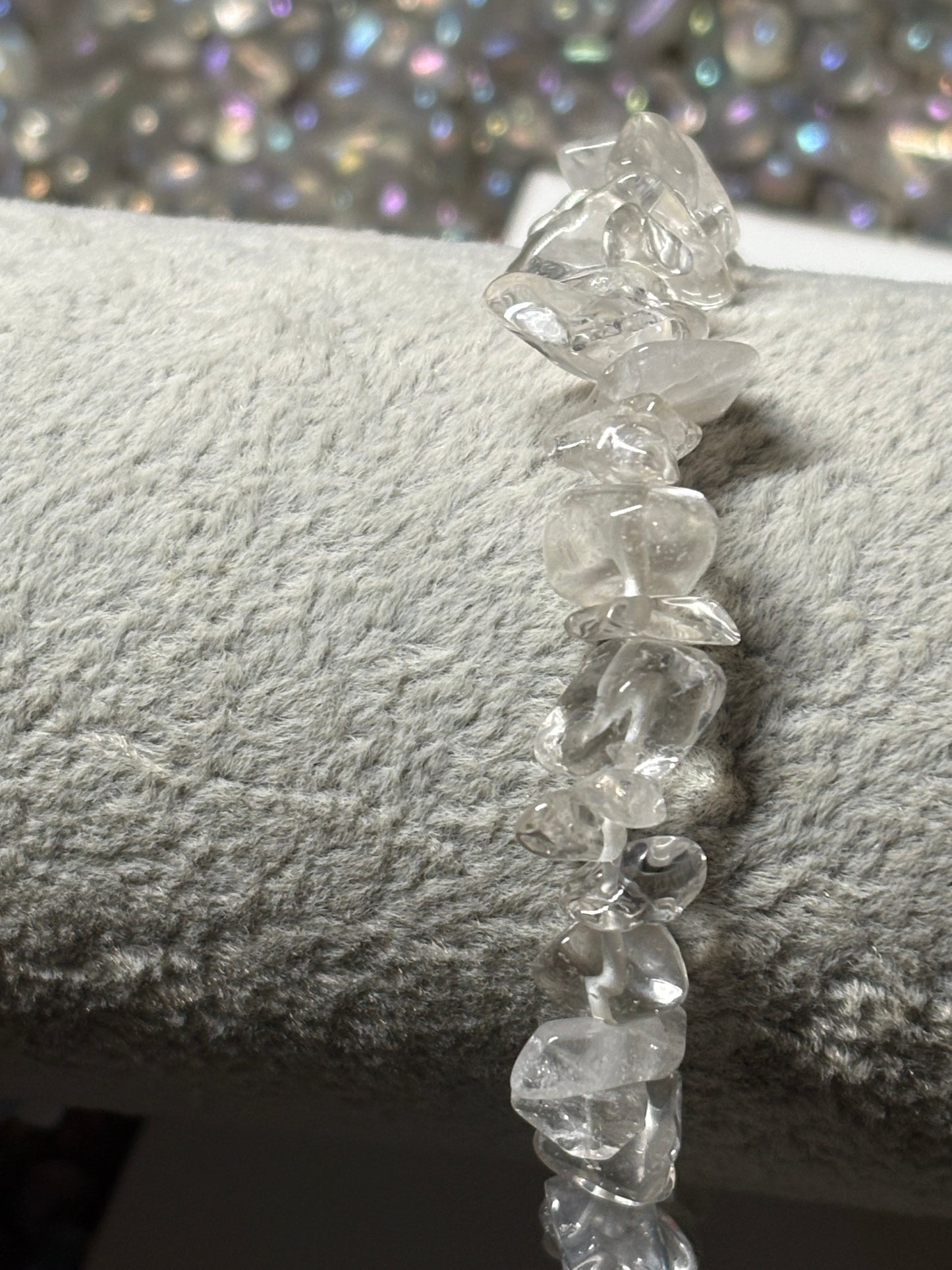 Clear Quartz Rough Crystal Gemstone stretch bracelet