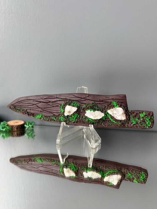 Druzy Quartz Crystal Gemstone Enchanted Forest Wooden Clay Knife