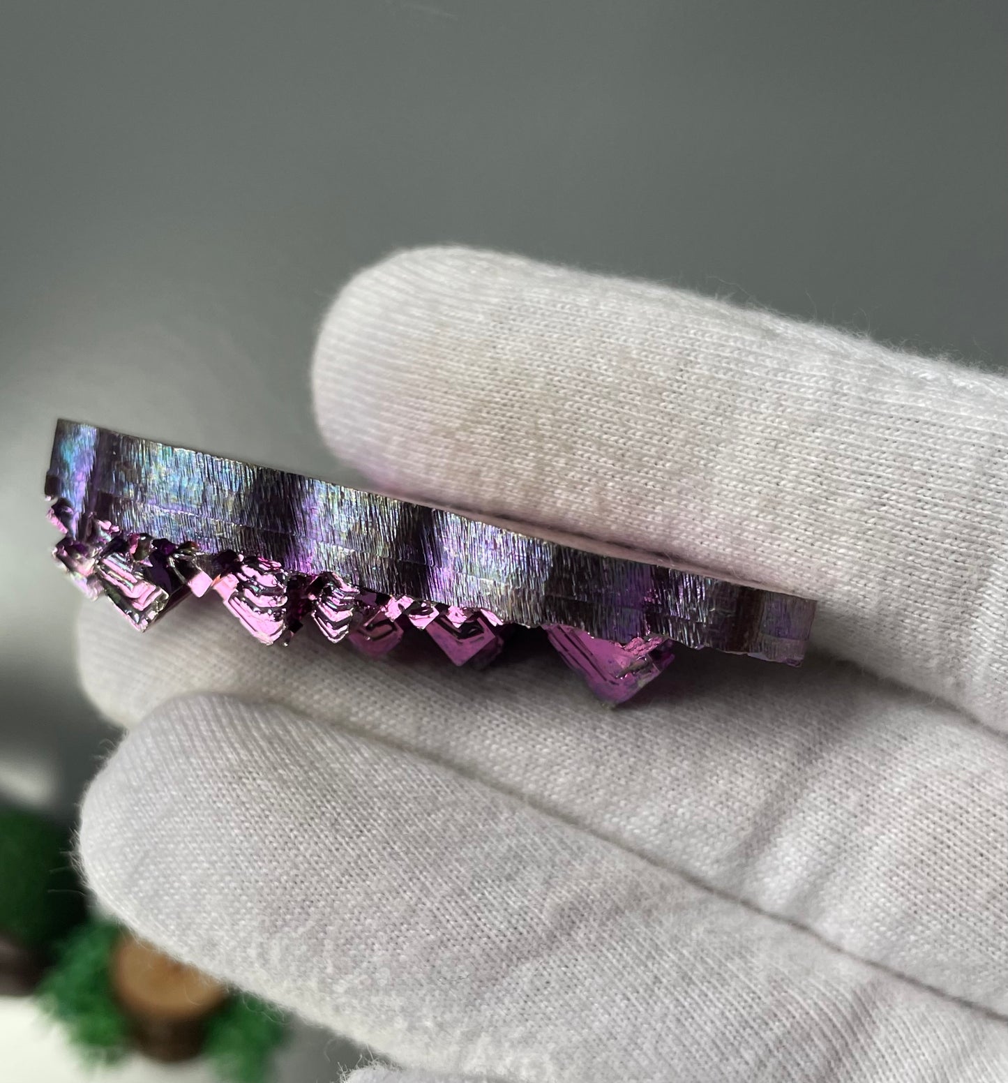 Pink Bismuth Crystal Cloud Cut Out Metal Art