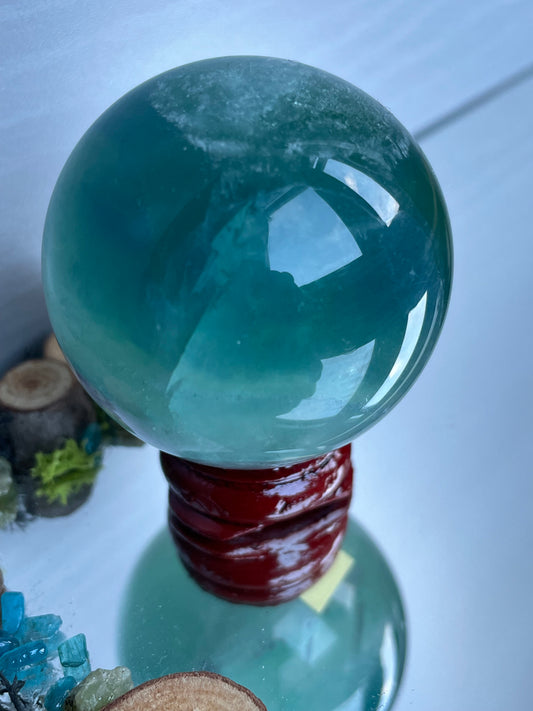 Teal Purple Fluorite Gemstone Crystal Sphere (1)