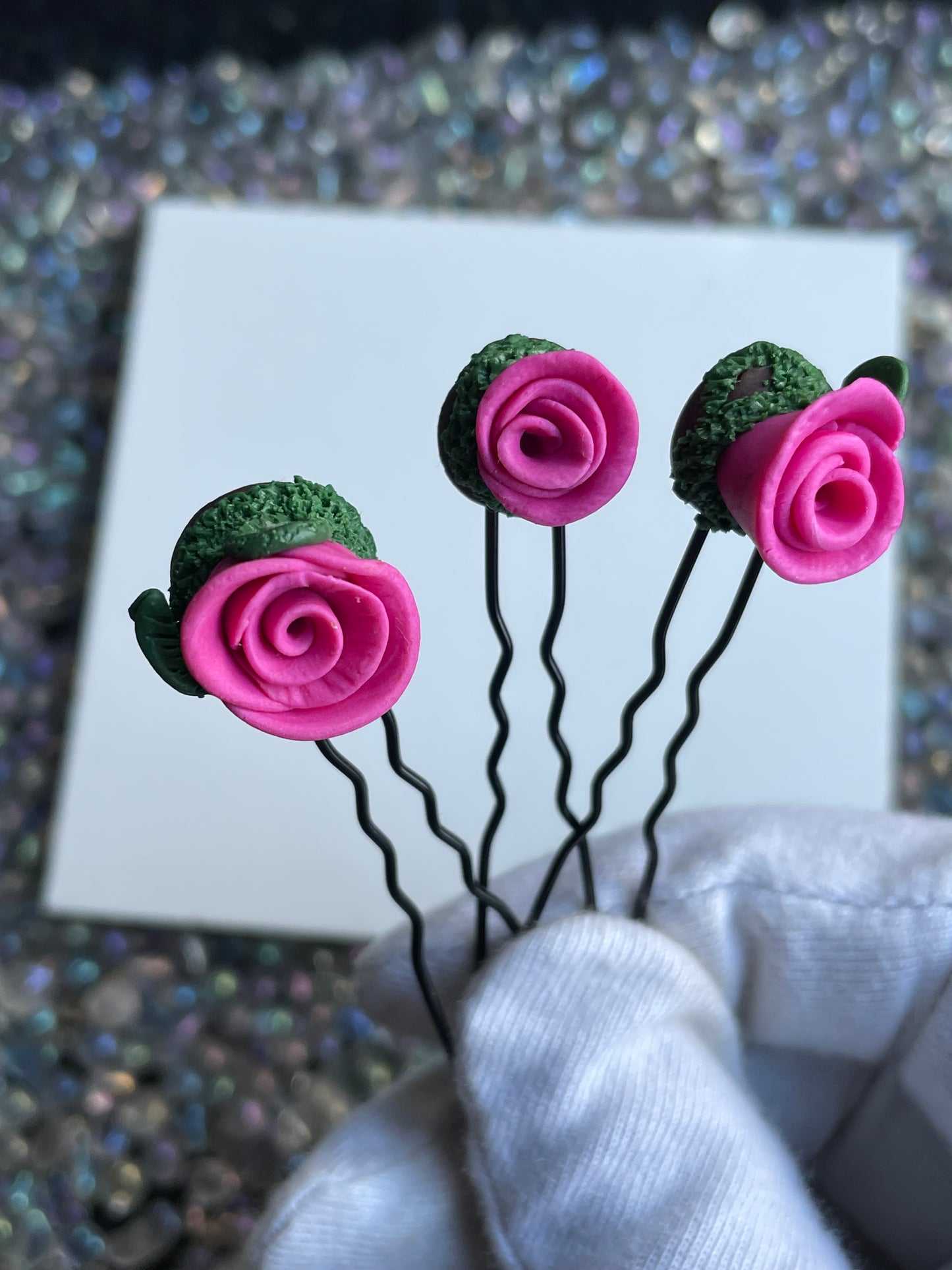 Enchanted Forest Rose Hair Pin Set - Pink
