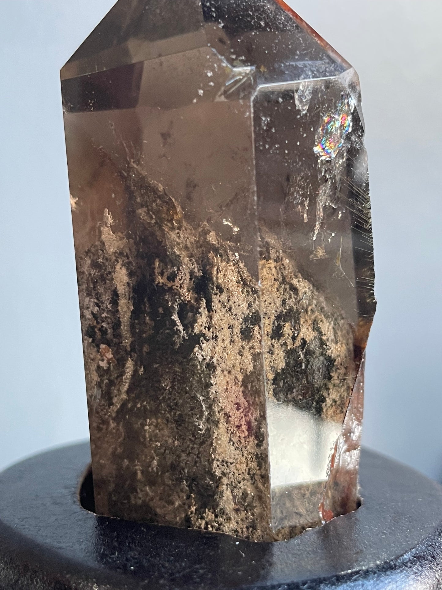 Smoky Hematite Rutile Garden Quartz Crystal Gemstone Tower Point