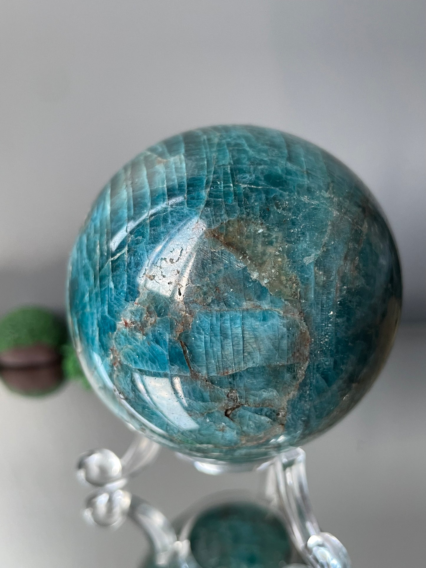 Blue Neon Apatite Asterism UV Gemstone Crystal Sphere (1)