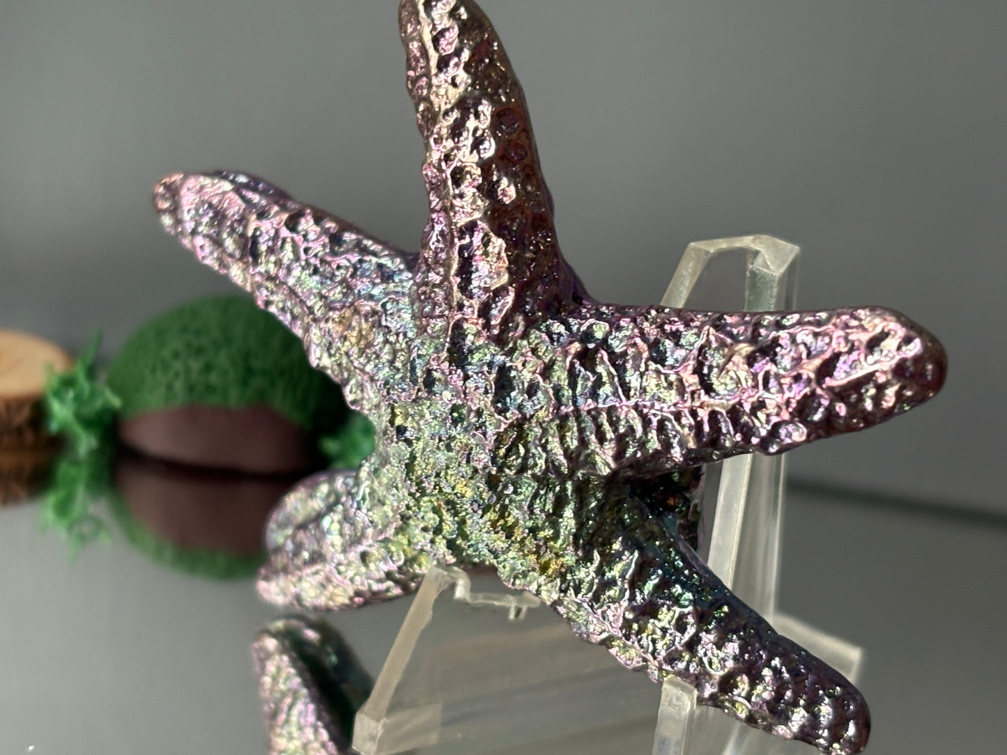 Purple Blue Bismuth Crystal Starfish Metal Art Sculpture