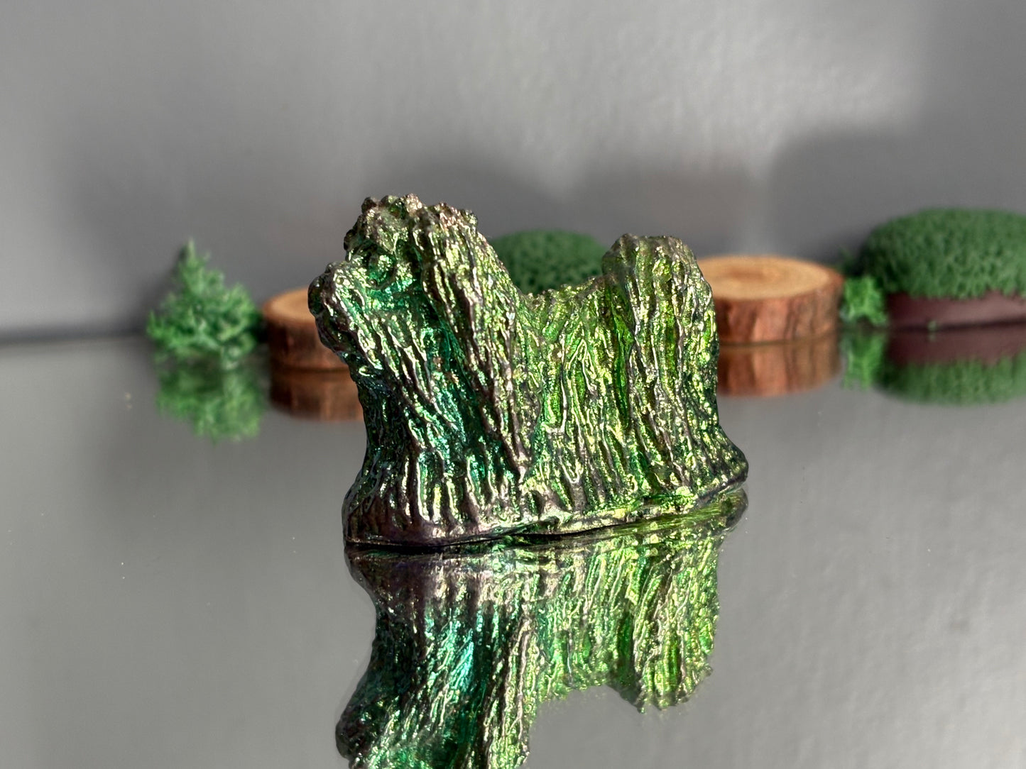 Green Teal Mini Dog Bismuth Crystal Metal Art Sculpture
