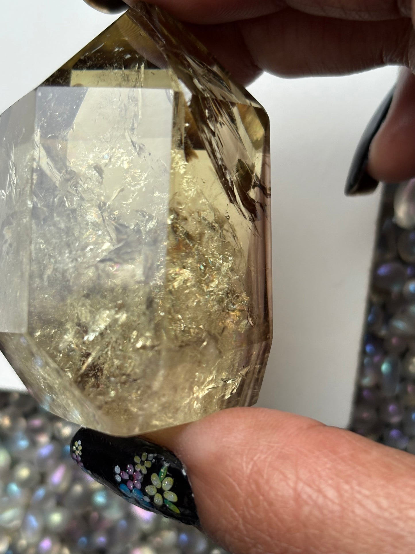 Rainbow Phantom Smoky Citrine Crystal Gemstone Tower Point - P4