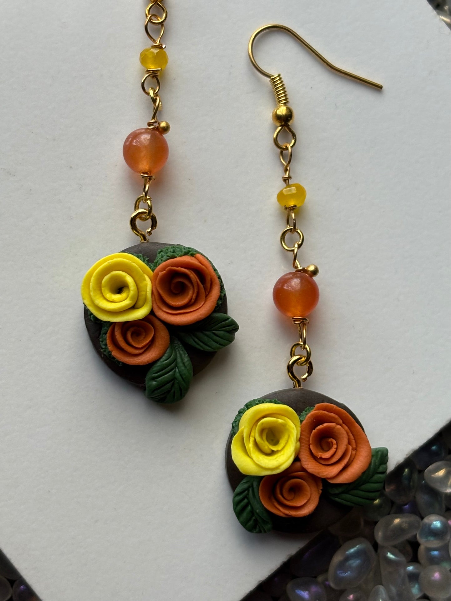 The Posy Quartz Crystal Gemstone Gold Earrings (2)