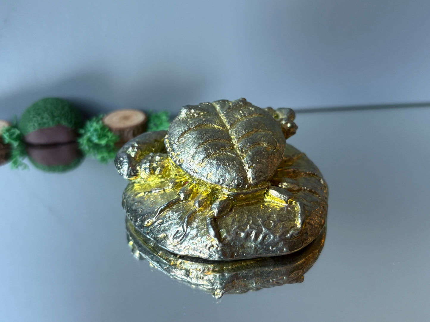 Gold Bismuth Crystal Crab Metal Art Sculpture