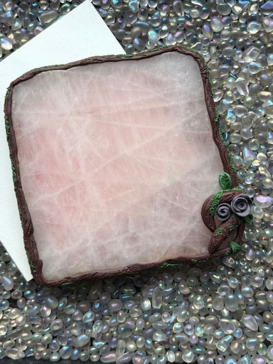Enchanted Forest Rose Quartz Crystal Gemstone Coaster