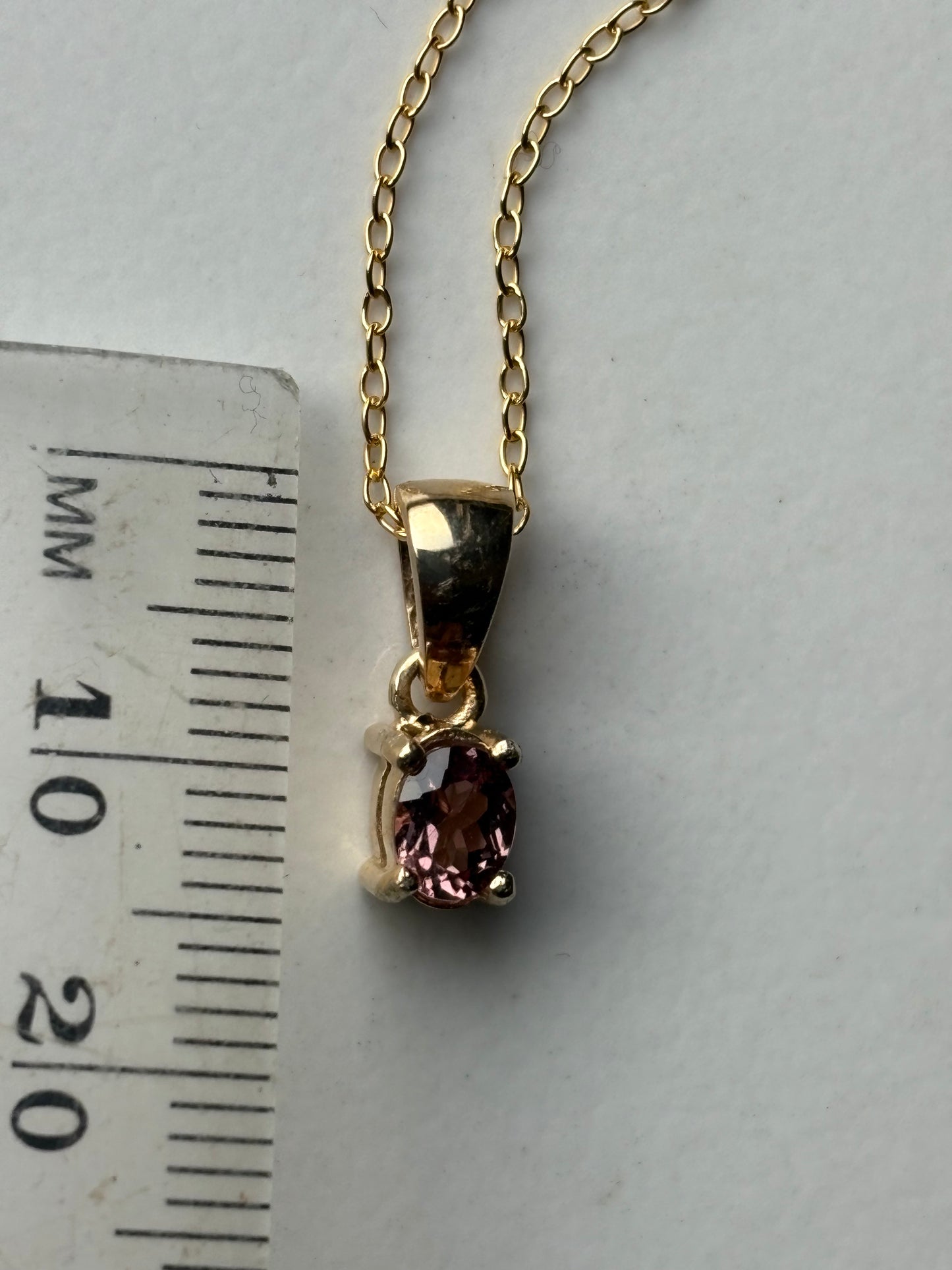 Orange Pink Spinel Oval Gemstone Gold 925 Sterling Silver Necklace