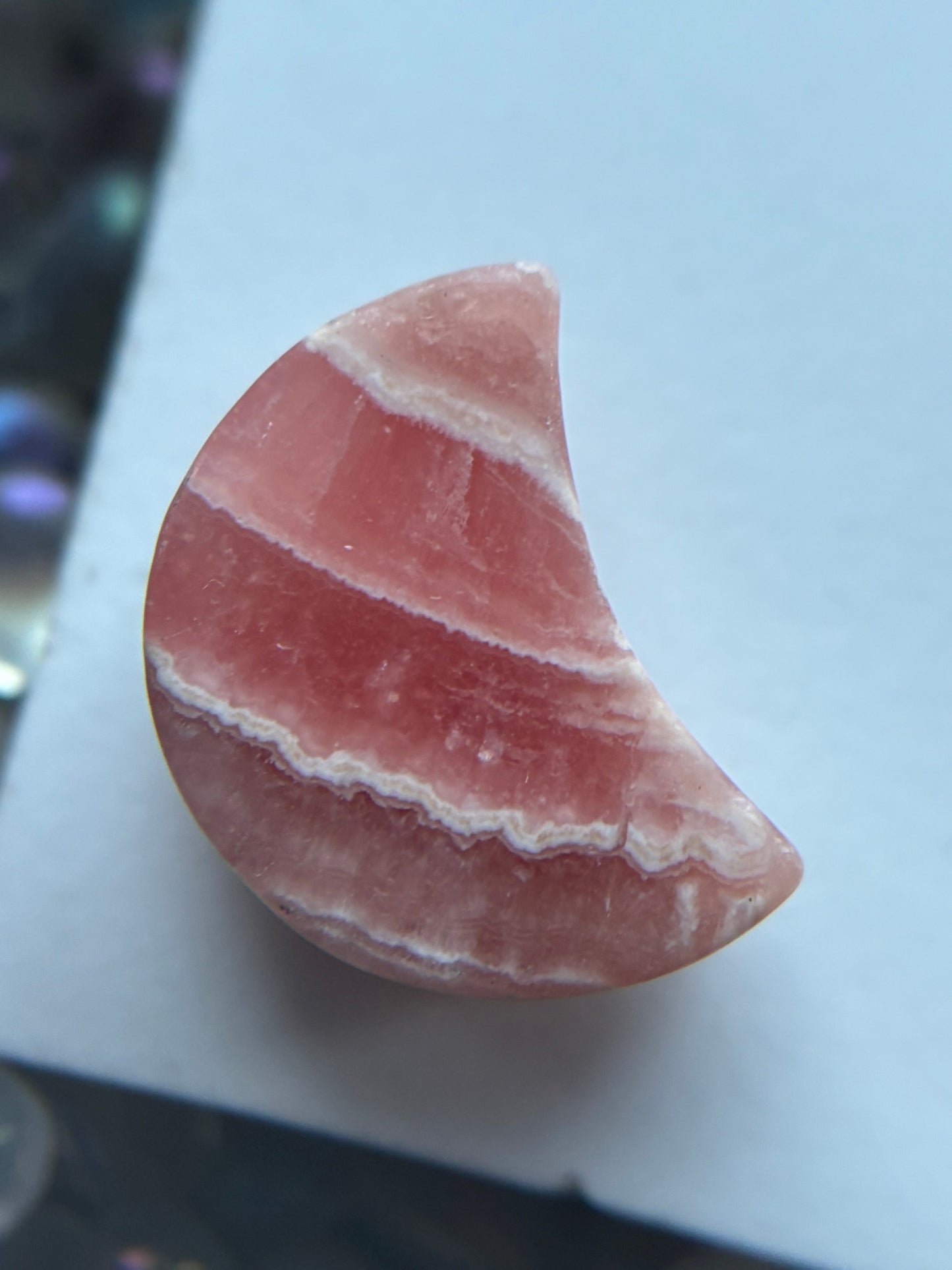 Rhodochrosite Crystal Gemstone Mini Crescent Moon Carving (1)
