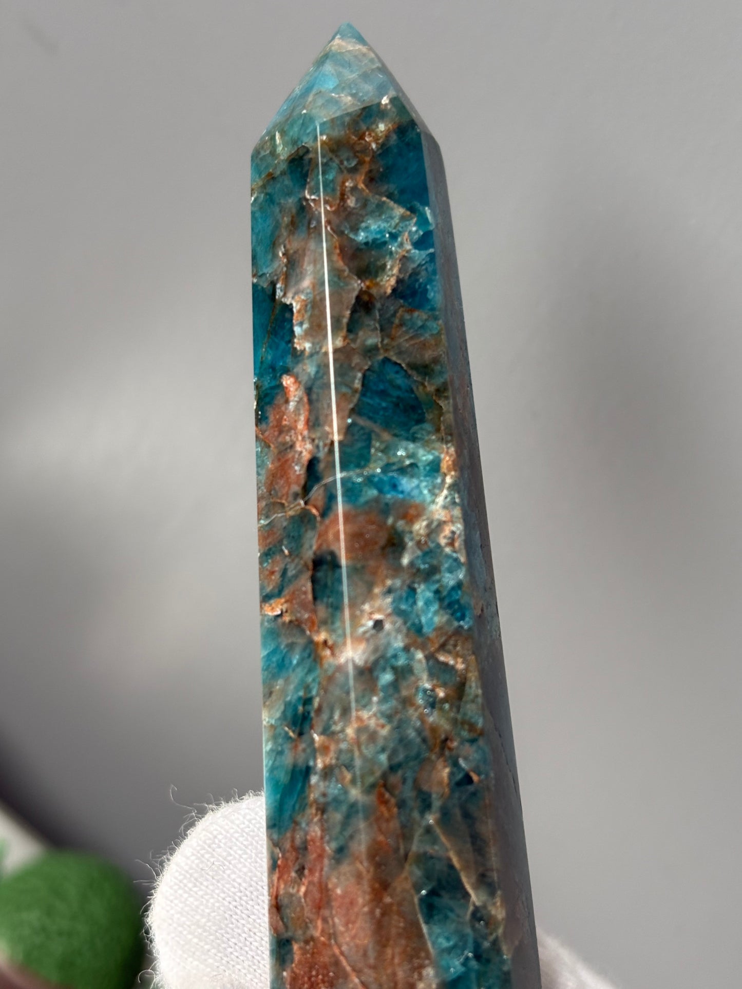 Neon Blue Apatite Gemstone Crystal Tower Point (3)
